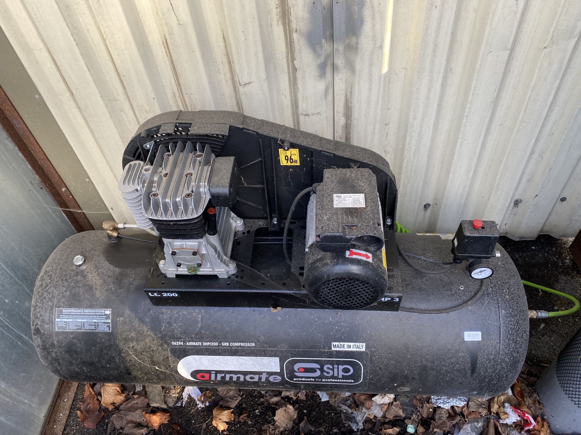 Nuair Sip Airmate 3HP-200 SRB receiver mounted air compressor, 7 bar. S/No. 365089-0009 (2017). - Image 2 of 3
