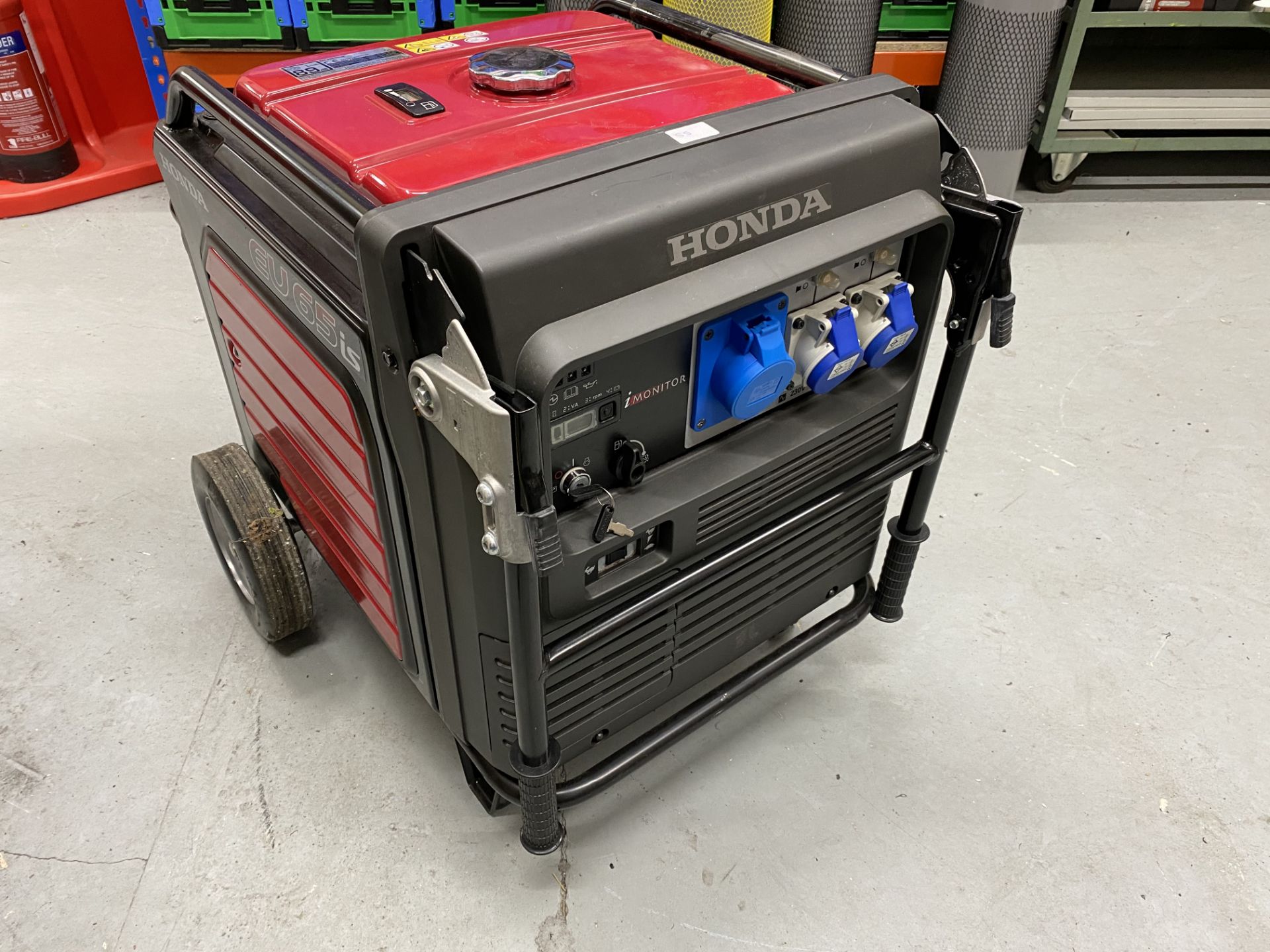 Honda EU65iS inverter mobile petrol generator, rated power 5.5kw, 230 volts, 23.9A, (2014).