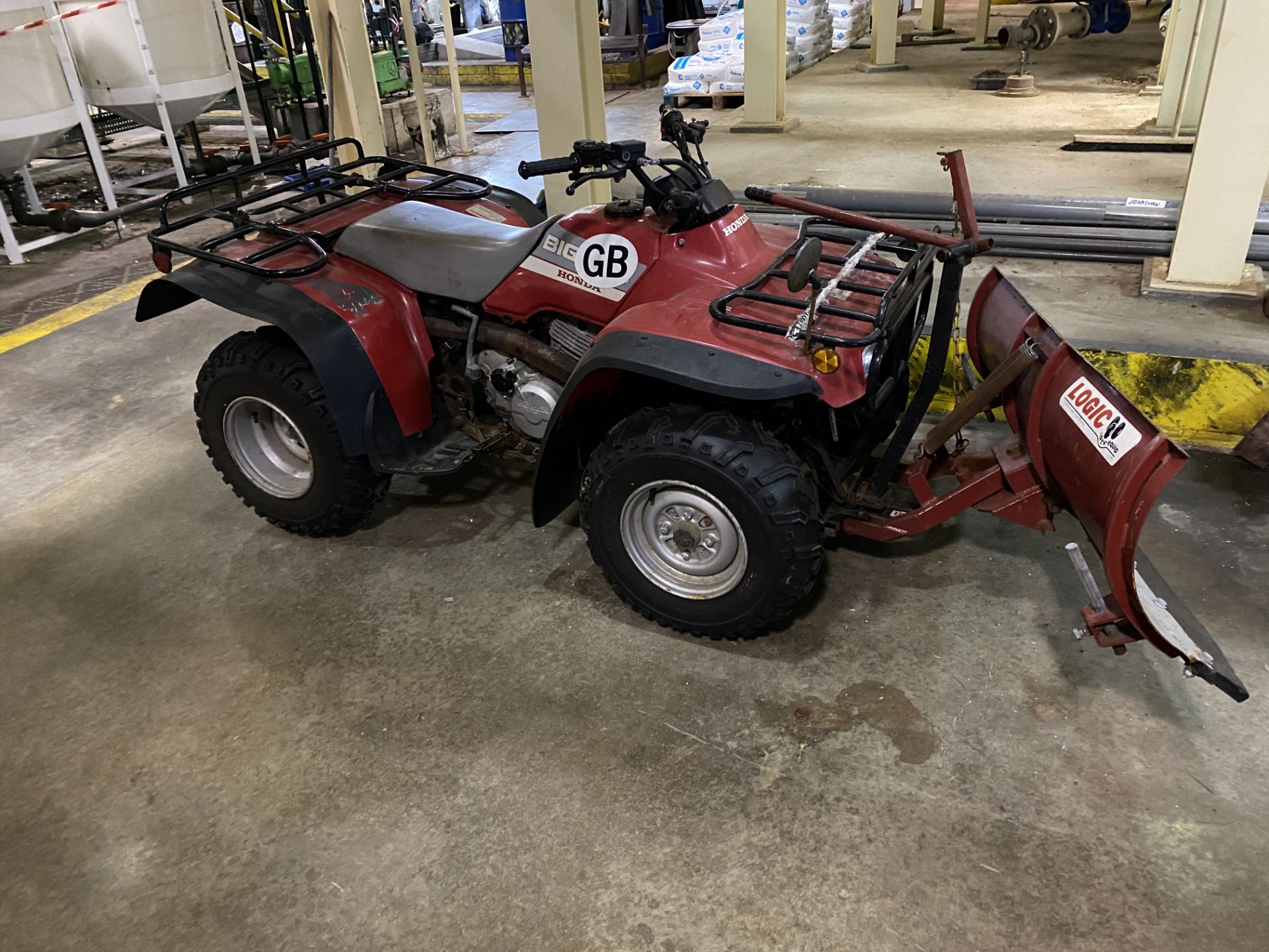 Honda Big Red 300 4 x 4 quad bike fitted with Logic 1500mm snow plough, 422 recorded hours on the - Image 2 of 6