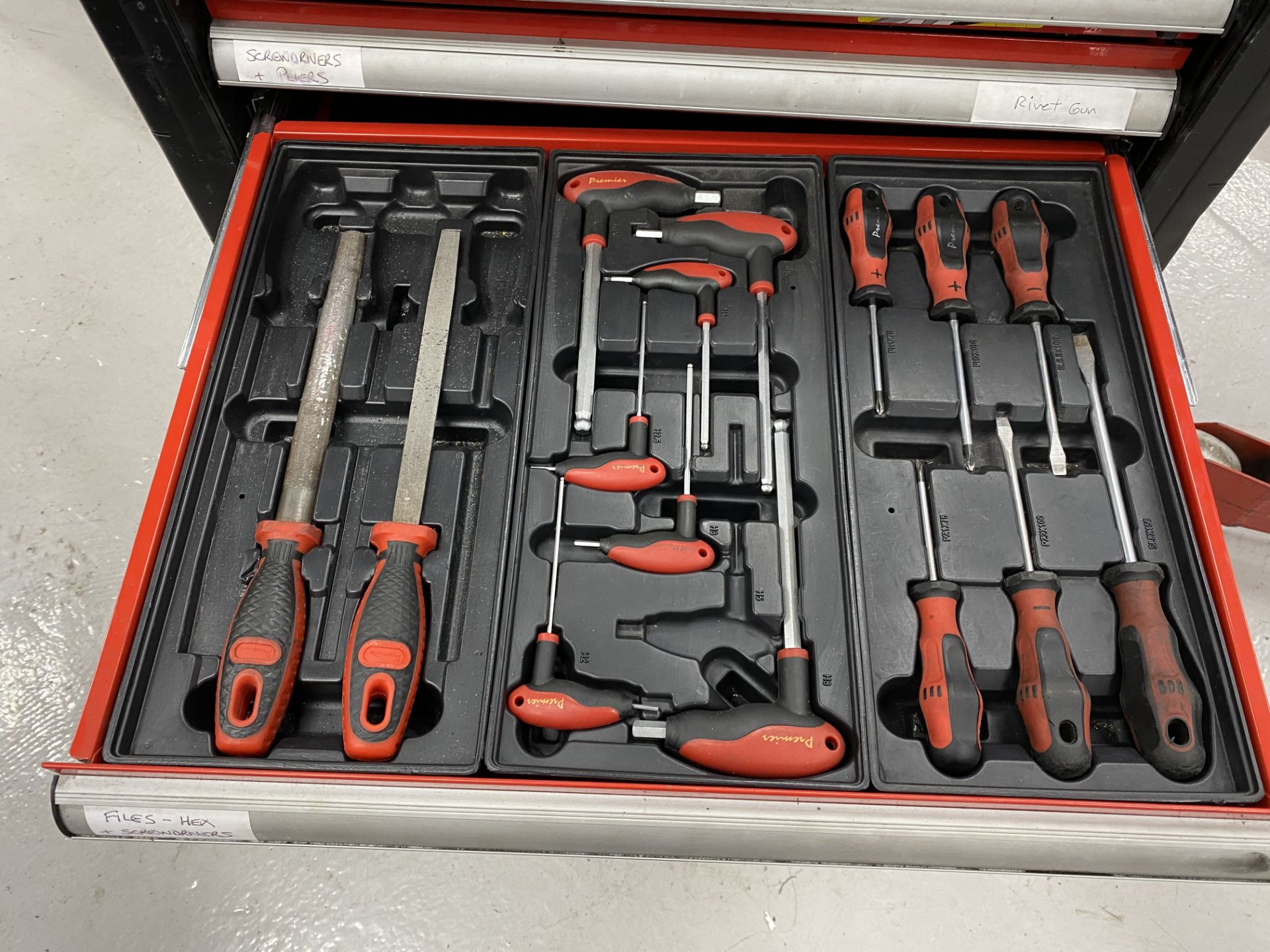Sealey 10 drawer mobile toolbox including the following tools, rings and open ended spanners 7mm- - Image 5 of 11