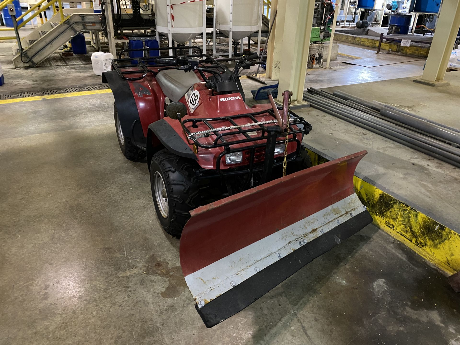 Honda Big Red 300 4 x 4 quad bike fitted with Logic 1500mm snow plough, 422 recorded hours on the