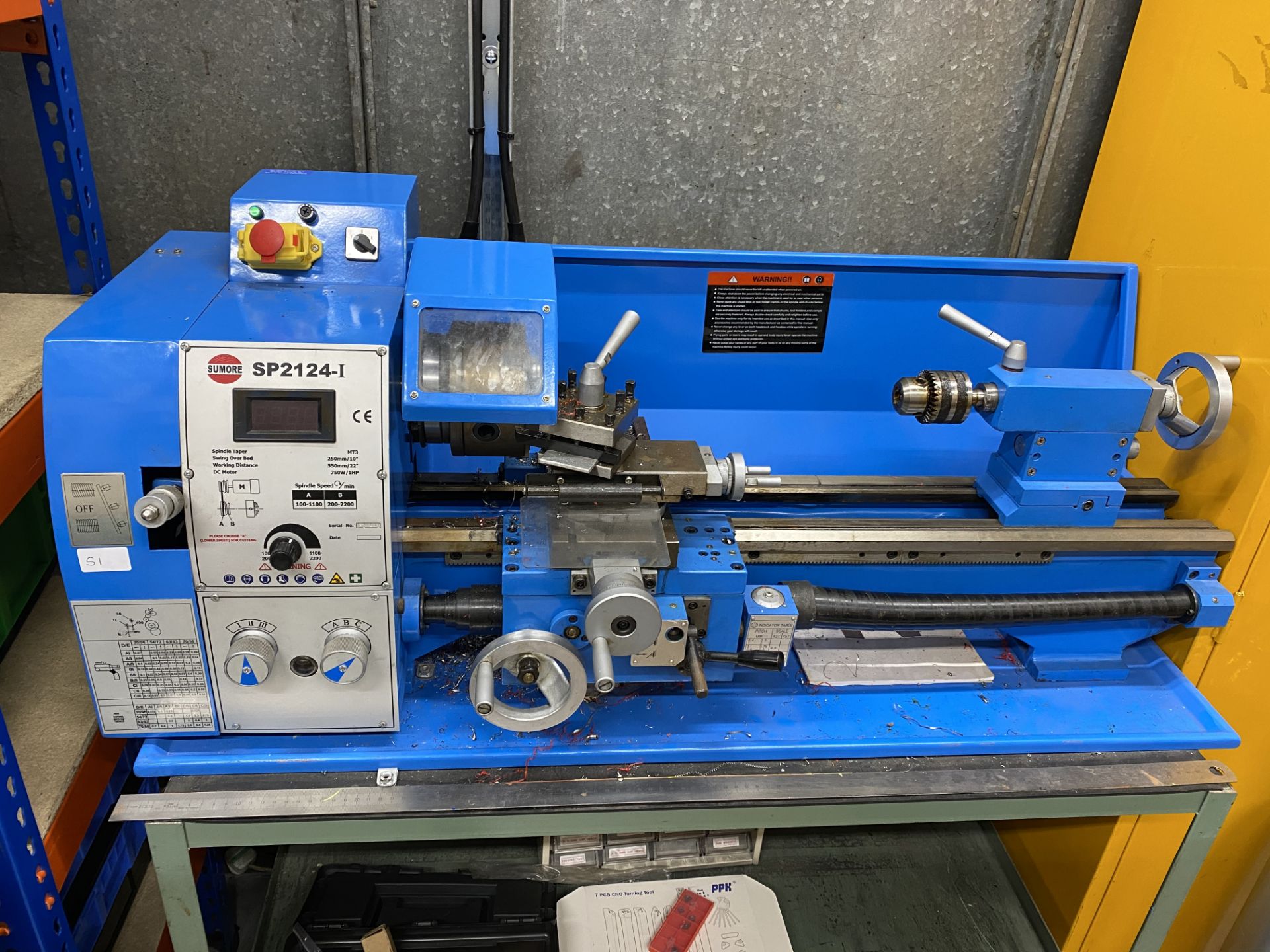 Sumore SP2124-1 Bench type centre lathe with 3 jaw chuck, spindle speeds (A) 100-1100 R.P.M, (B)