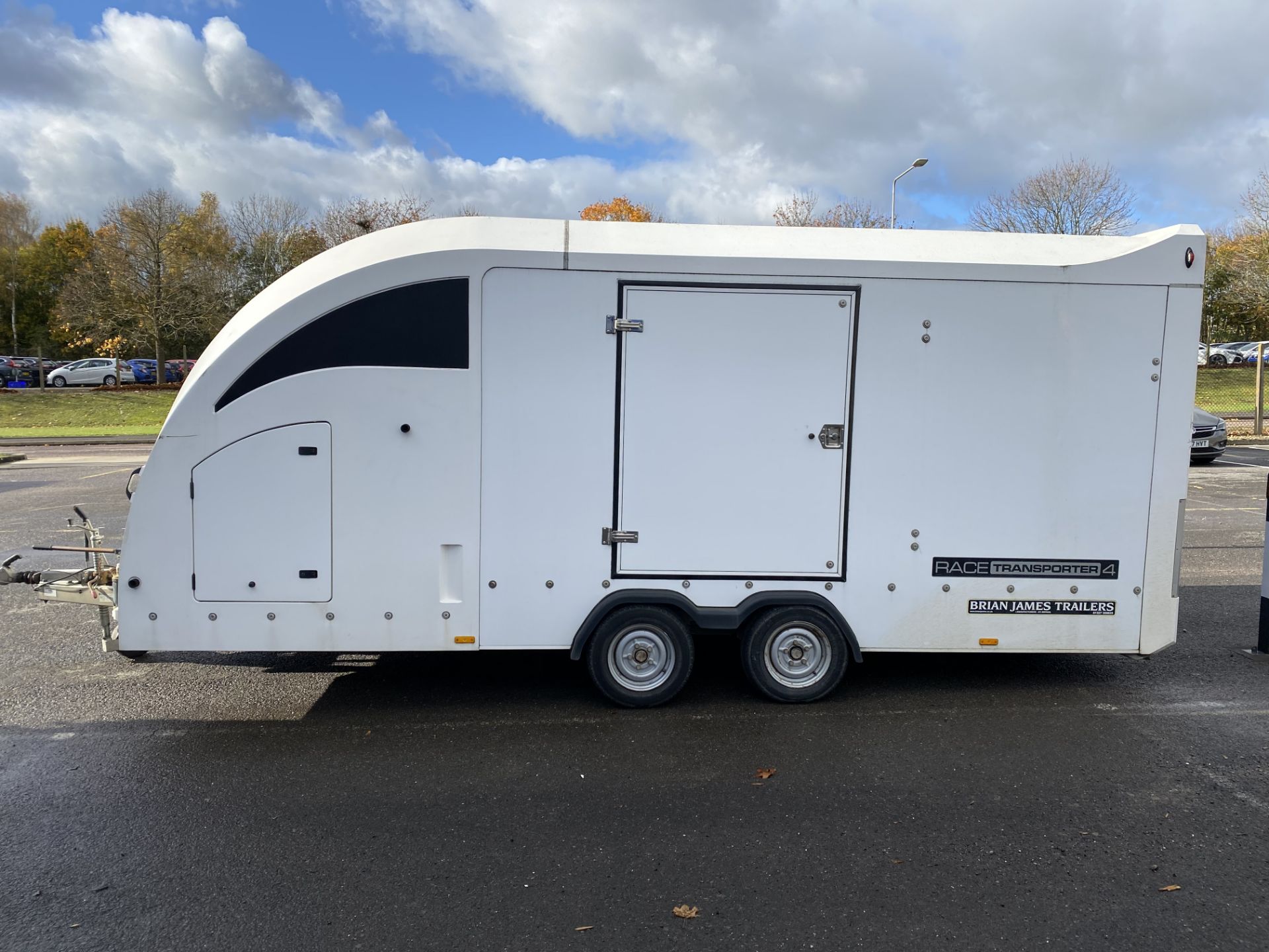 Brian James Trailers covered race car transporter 4 trailer with drive up ramp with side door, 5. - Image 4 of 8