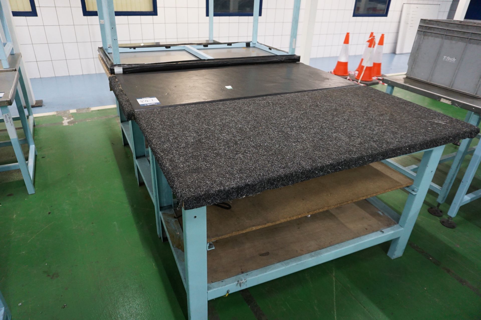 5 x fabric topped workbenches of various length and height