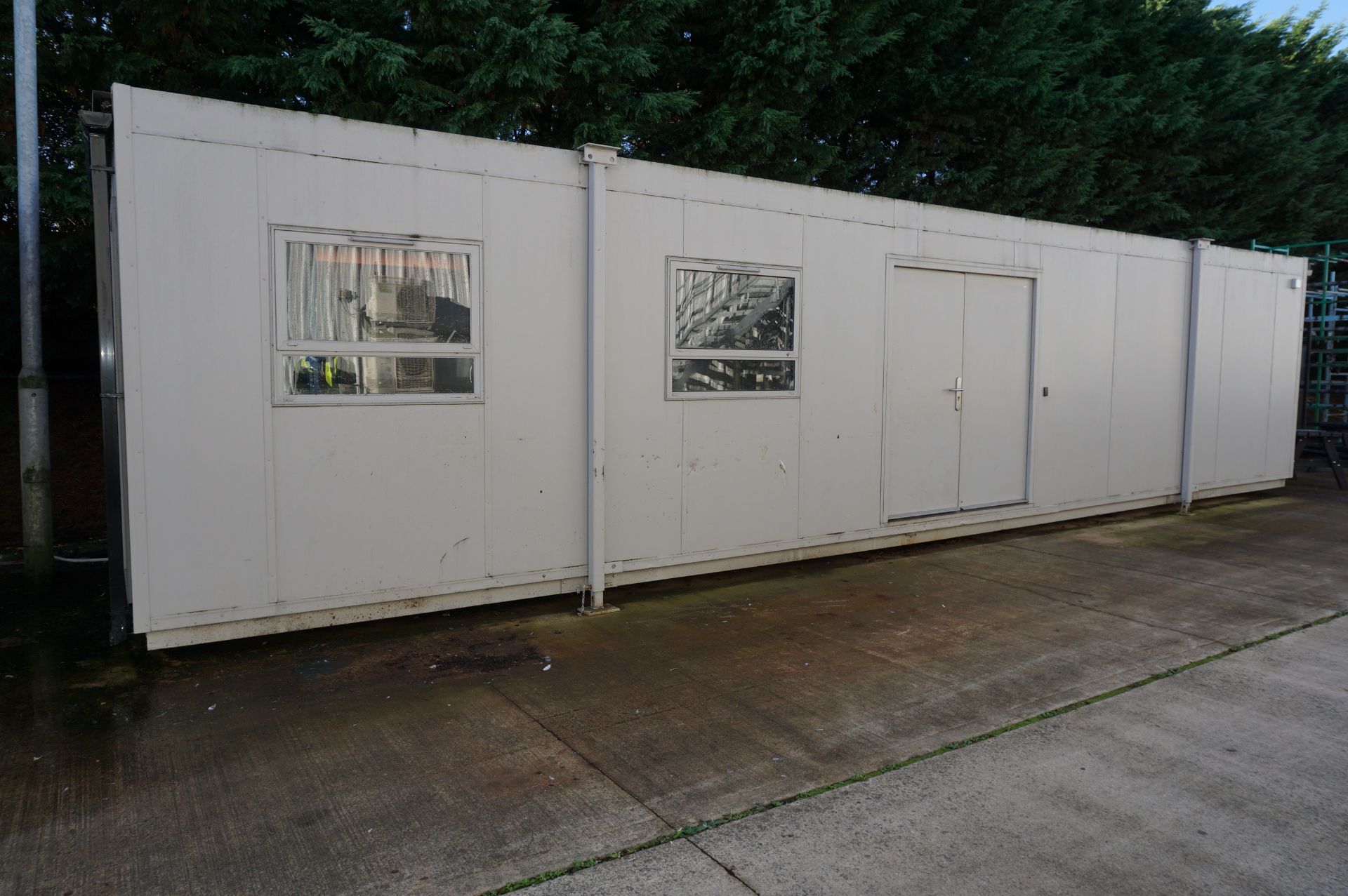 Jack legged portacabin with bespoke in built testing room with air extraction system