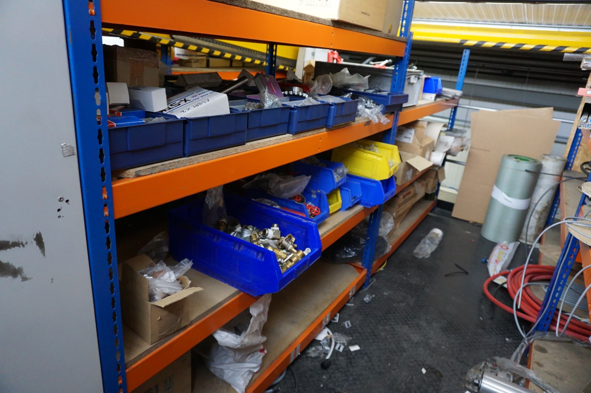 Contents of machinery spares stores to include: motors, light guards, nuts and bolts, washers, wirin - Image 4 of 10