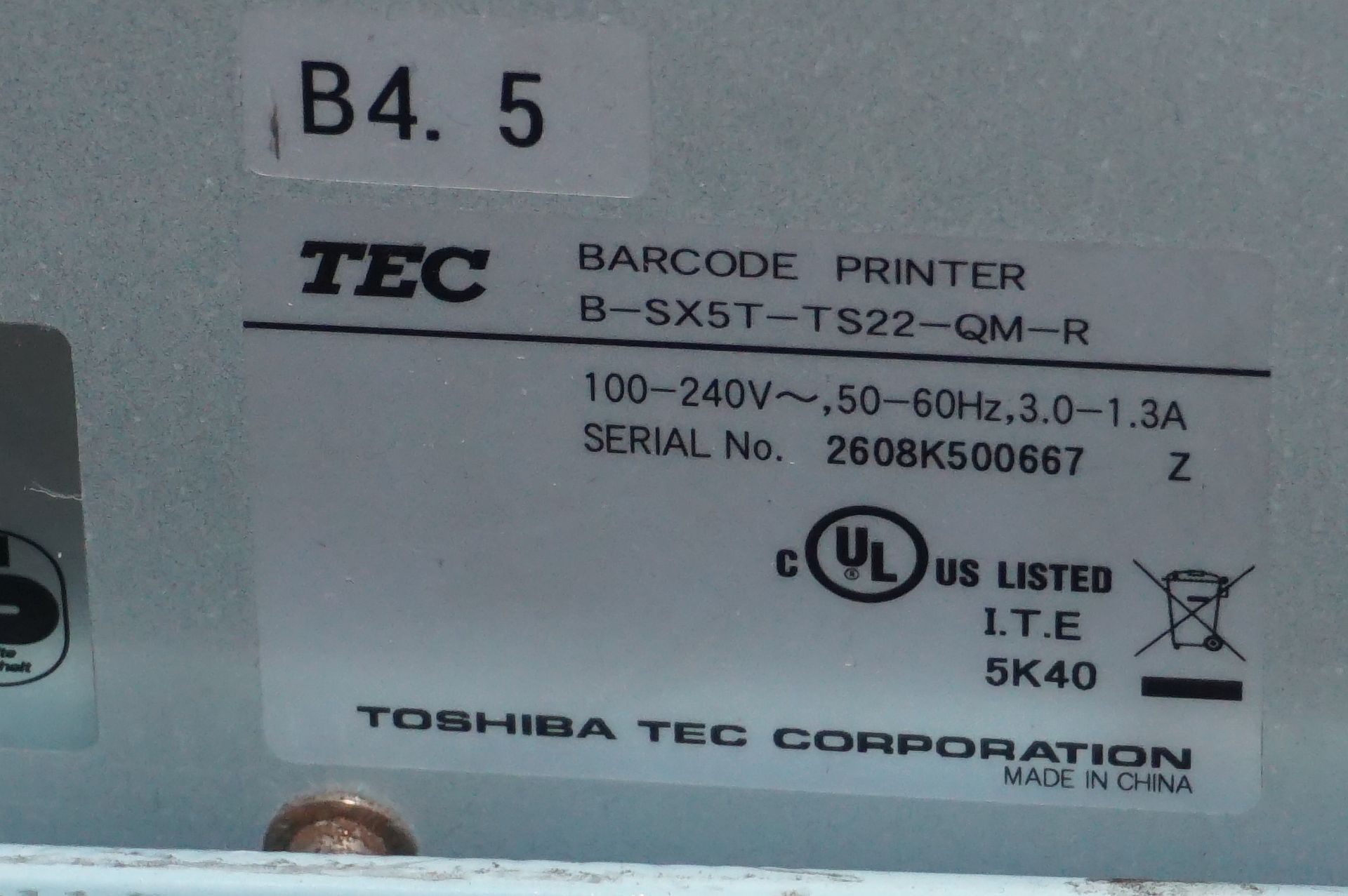 2 x Toshiba TEC B-SX5T-TS22-QM-R SX5 RFID ready barcode/label printers with stand - Image 3 of 4