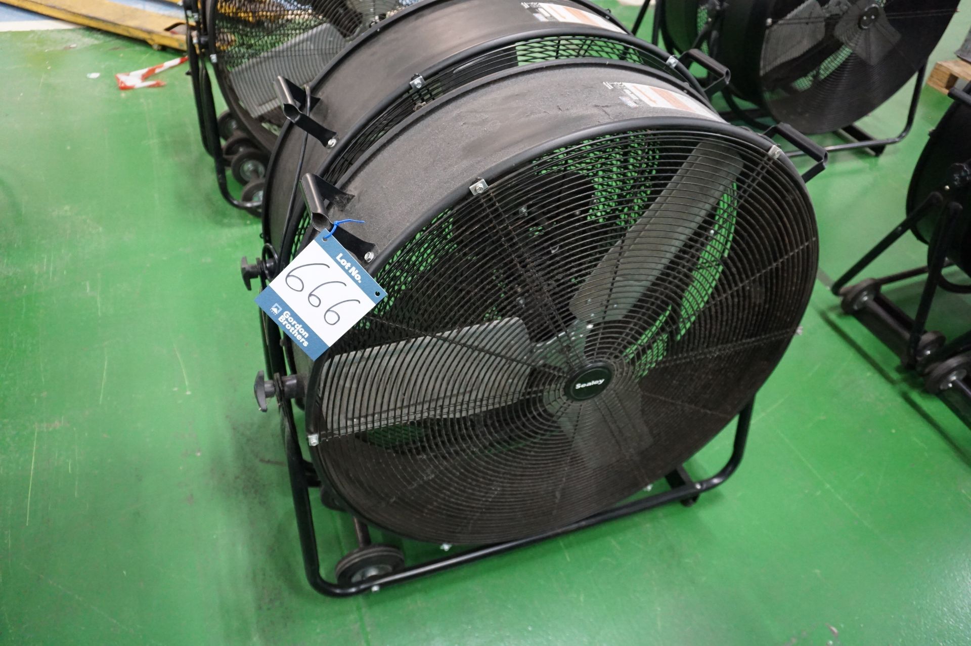 2 x Sealey HVD30v2 mobile dual speed industrial fans