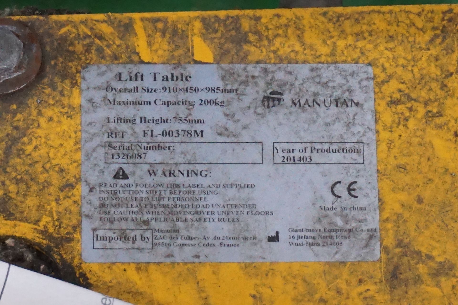 Manutan FL-00378M 200kg lifting table - Image 3 of 3