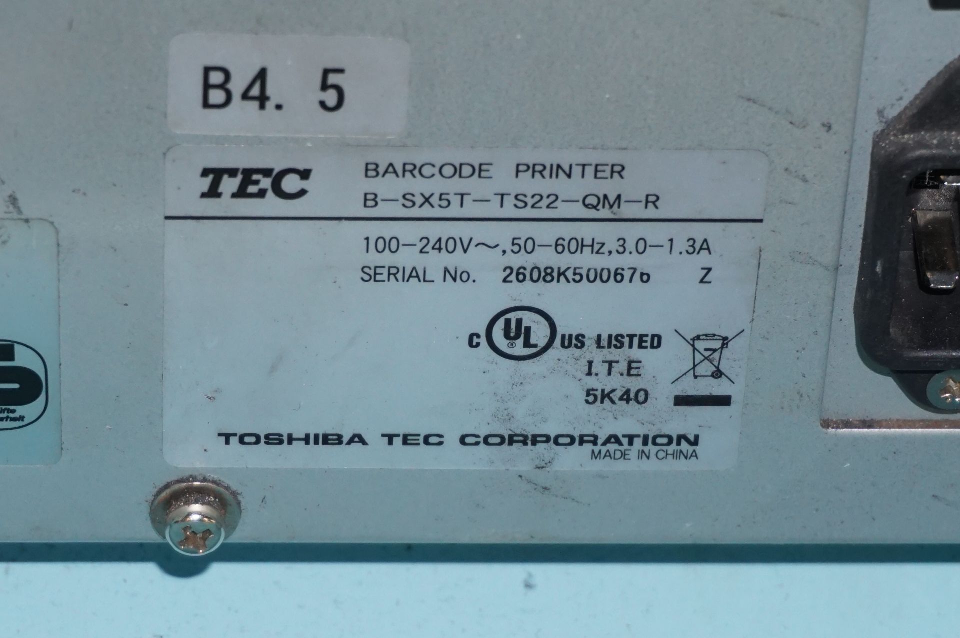 2 x Toshiba TEC B-SX5T-TS22-QM-R SX5 RFID ready barcode/label printers with stand - Image 4 of 4