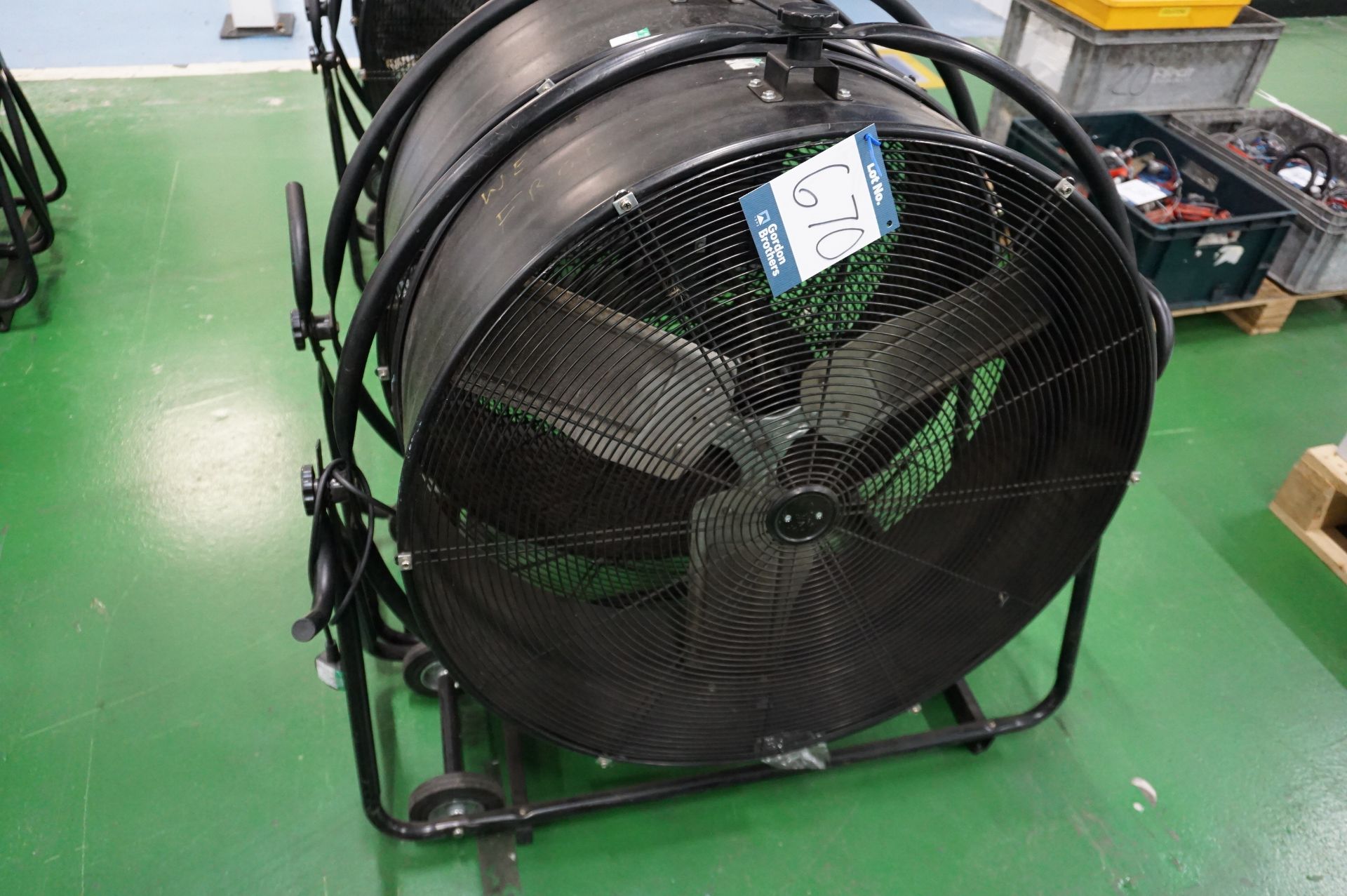 2 x Sealey HVF30S mobile dual speed industrial fans