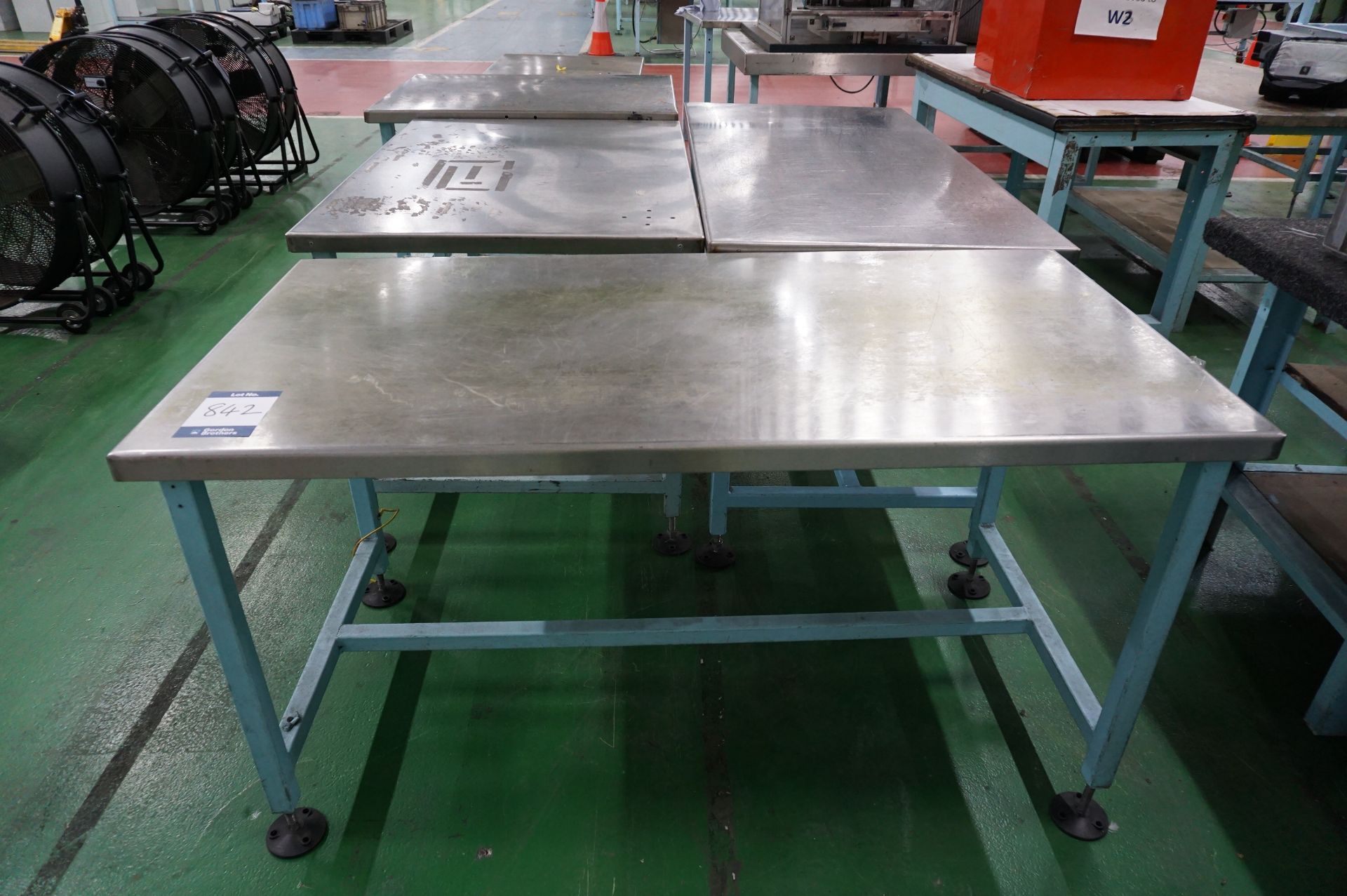5 x Steel topped workbenches of various length and height