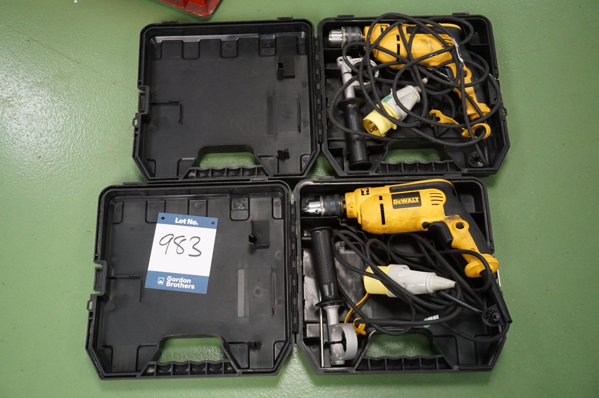 2 x DeWalt DWD024 110v hammer drills with carry cases