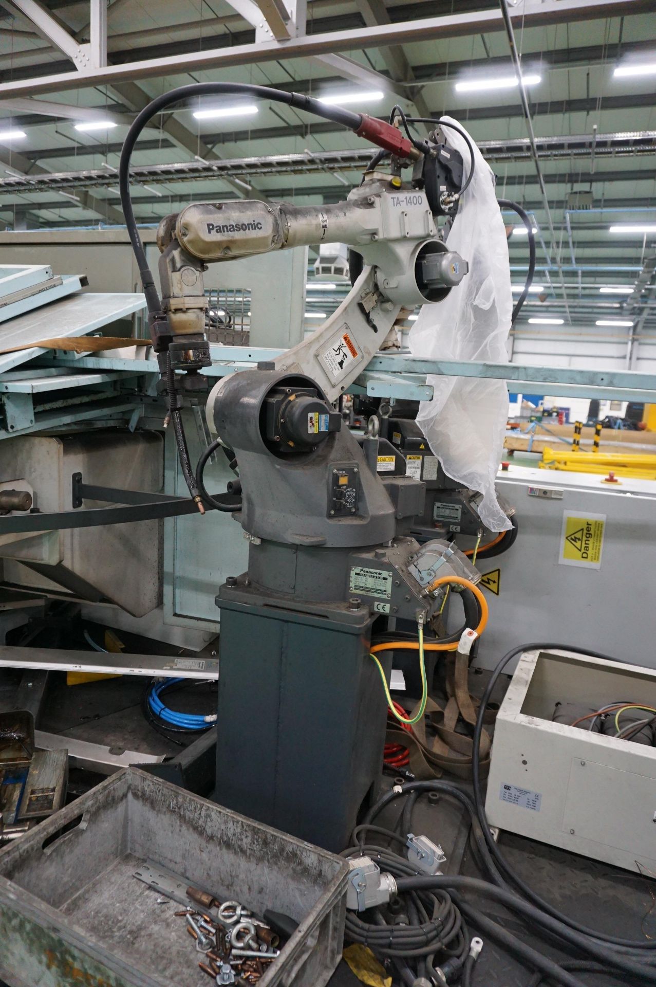 Box frame mounted MiG welding robot cell with 2 x Panasonic TA-1400 G3 6-axis MiG robot welders with - Image 9 of 13