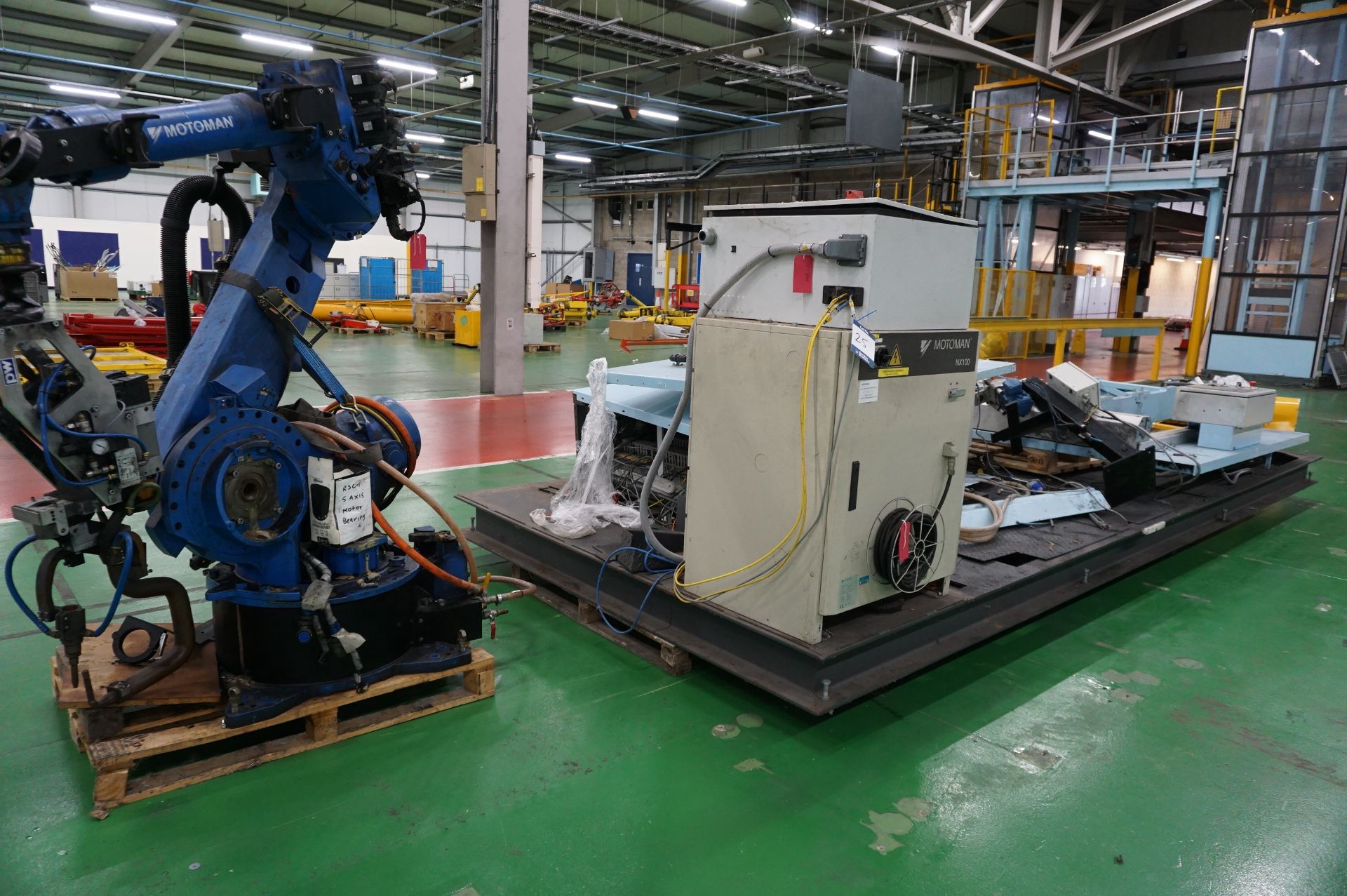 Box frame mounted MiG welding robot cell with 1 x Motoman YR-ES165N-A00 6-axis MiG robot welder