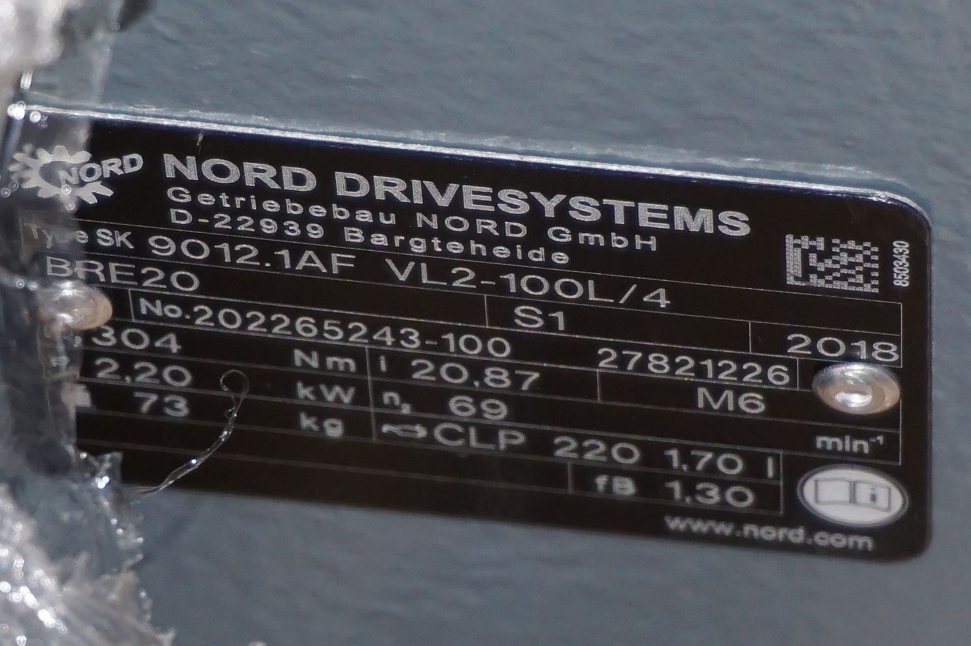 Nord SK100/L4BRE20 3 phase motor - Image 3 of 4