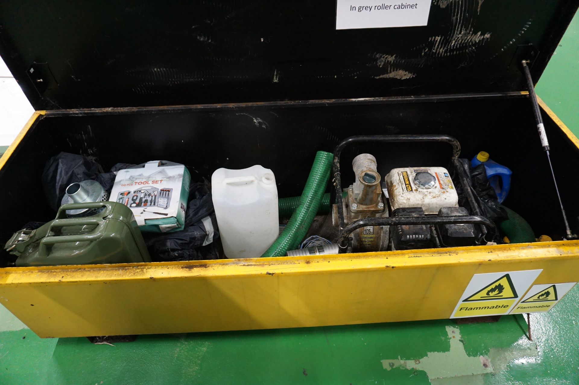 Steel hazardous chemical storage chest with Koshin portable water pump and ancillary equipment - Image 2 of 6