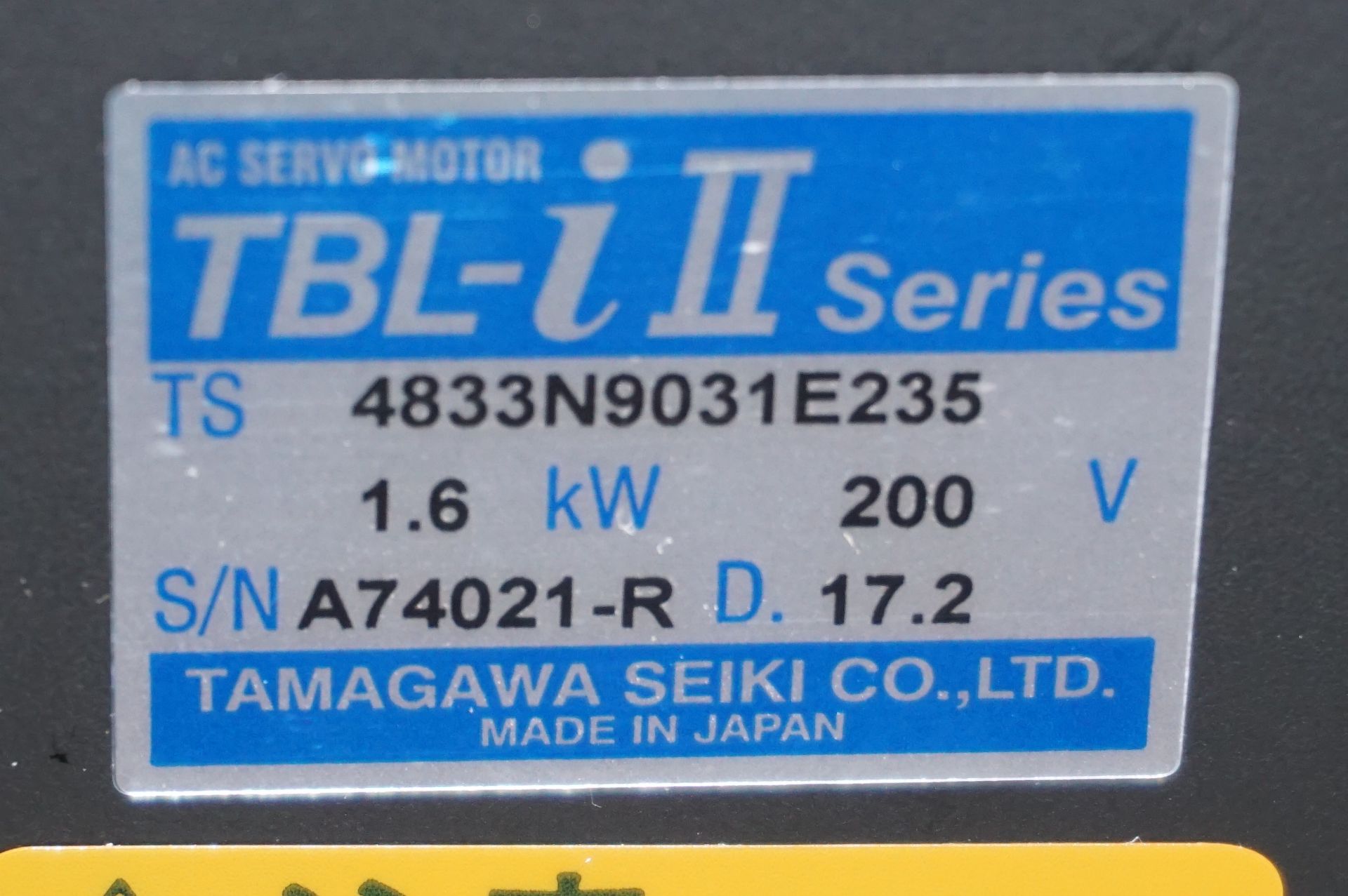 Tamagawa TBL-I Series YAAD73 AC servo motor - Image 3 of 3