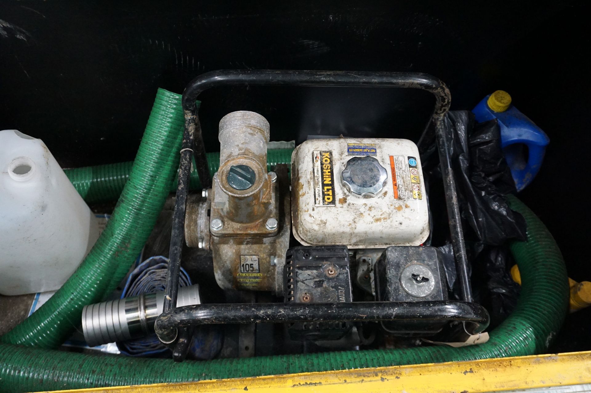 Steel hazardous chemical storage chest with Koshin portable water pump and ancillary equipment - Image 4 of 6