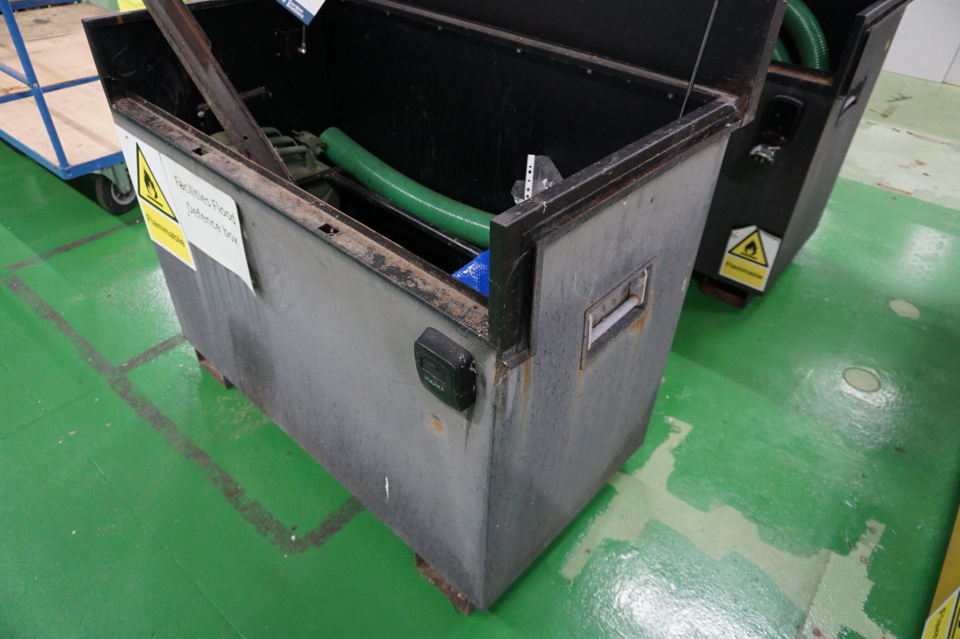 Steel hazardous chemical storage chest with portable water pump and ancillary equipment - Image 6 of 6