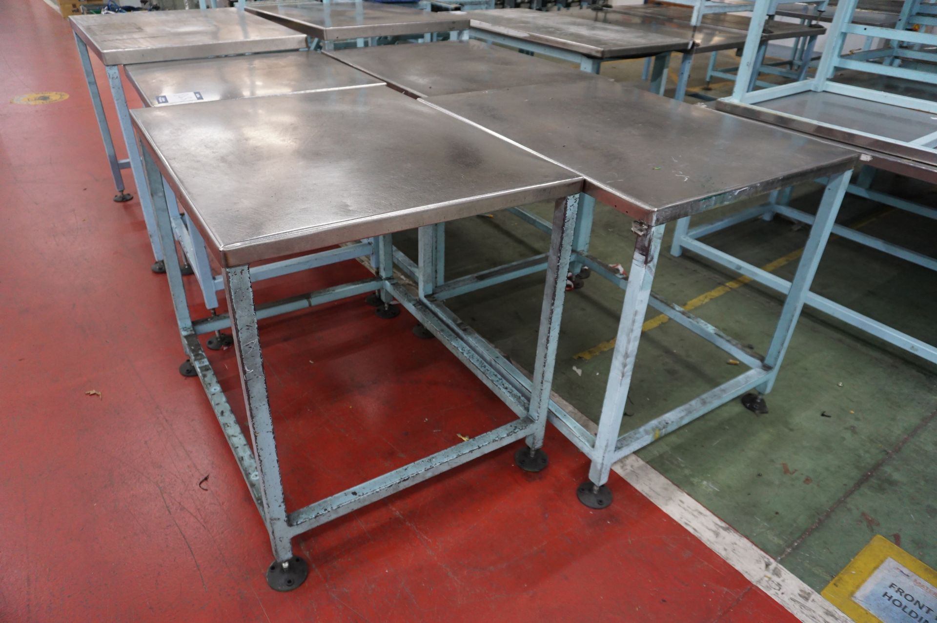 6 x Steel topped workbenches of various length and height - Image 3 of 3