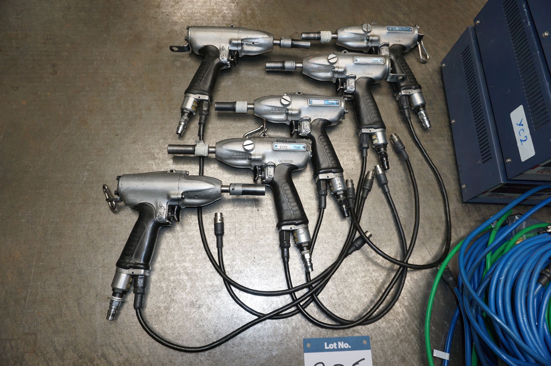 6 x Yokota TKa60 pneumatic system wrenches/ pulse tools with 6 x Yokota YETC-200 Multi Fastening con - Image 2 of 6