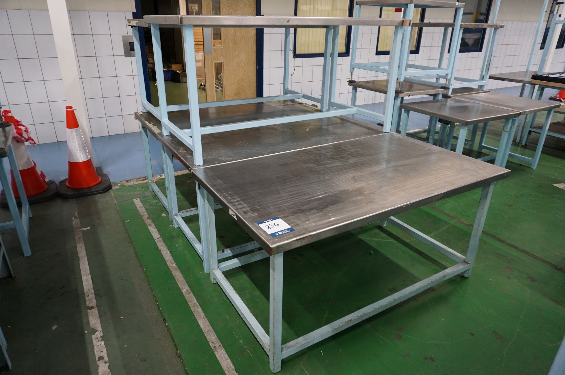 5 x Steel topped workbenches of various length and height