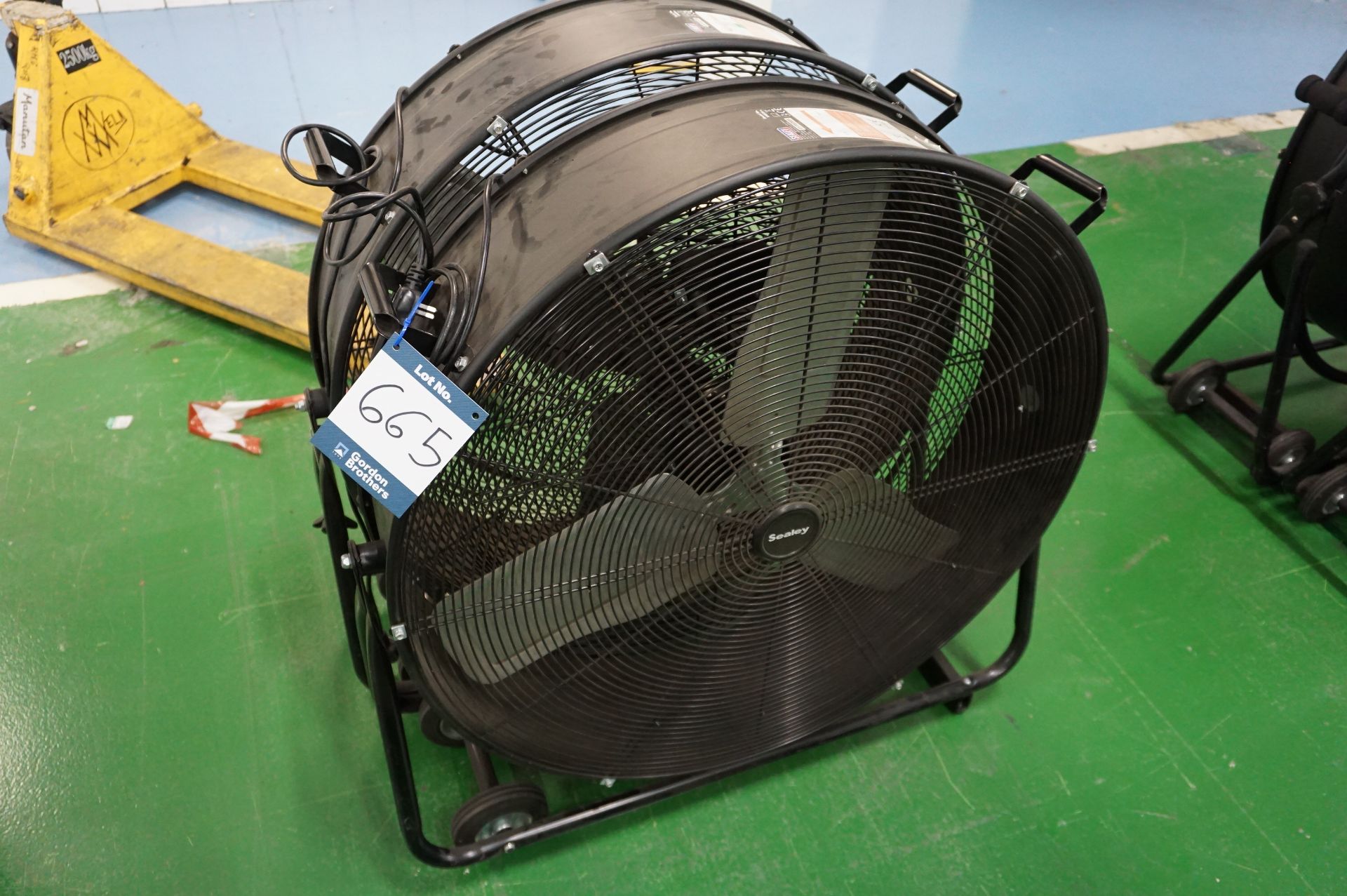 2 x Sealey HVD30v2 mobile dual speed industrial fans