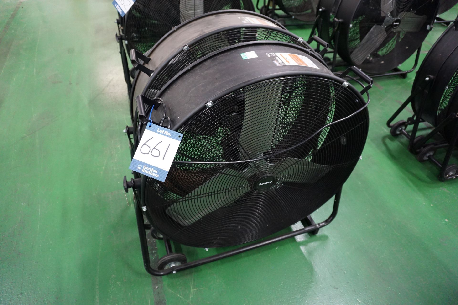 2 x Sealey HVD30v2 mobile dual speed industrial fans