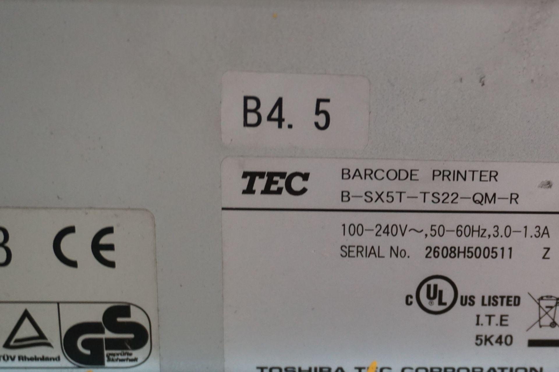 2 x Toshiba TEC B-SX5T-TS22-QM-R SX5 RFID ready barcode/label printers with stand - Image 4 of 5