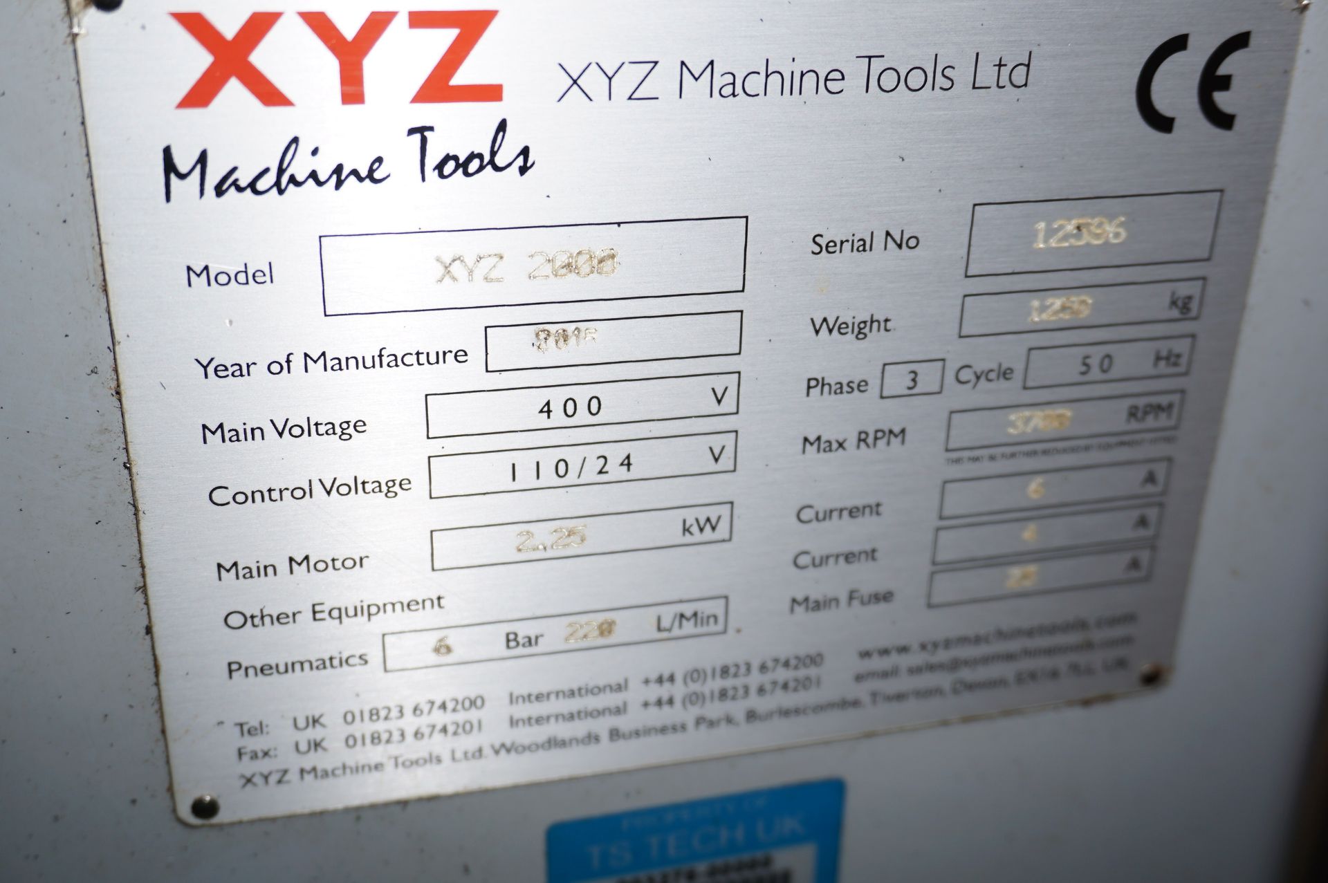 XYZ Machine Tools XYZ 2000 vertical milling machine - Image 7 of 11