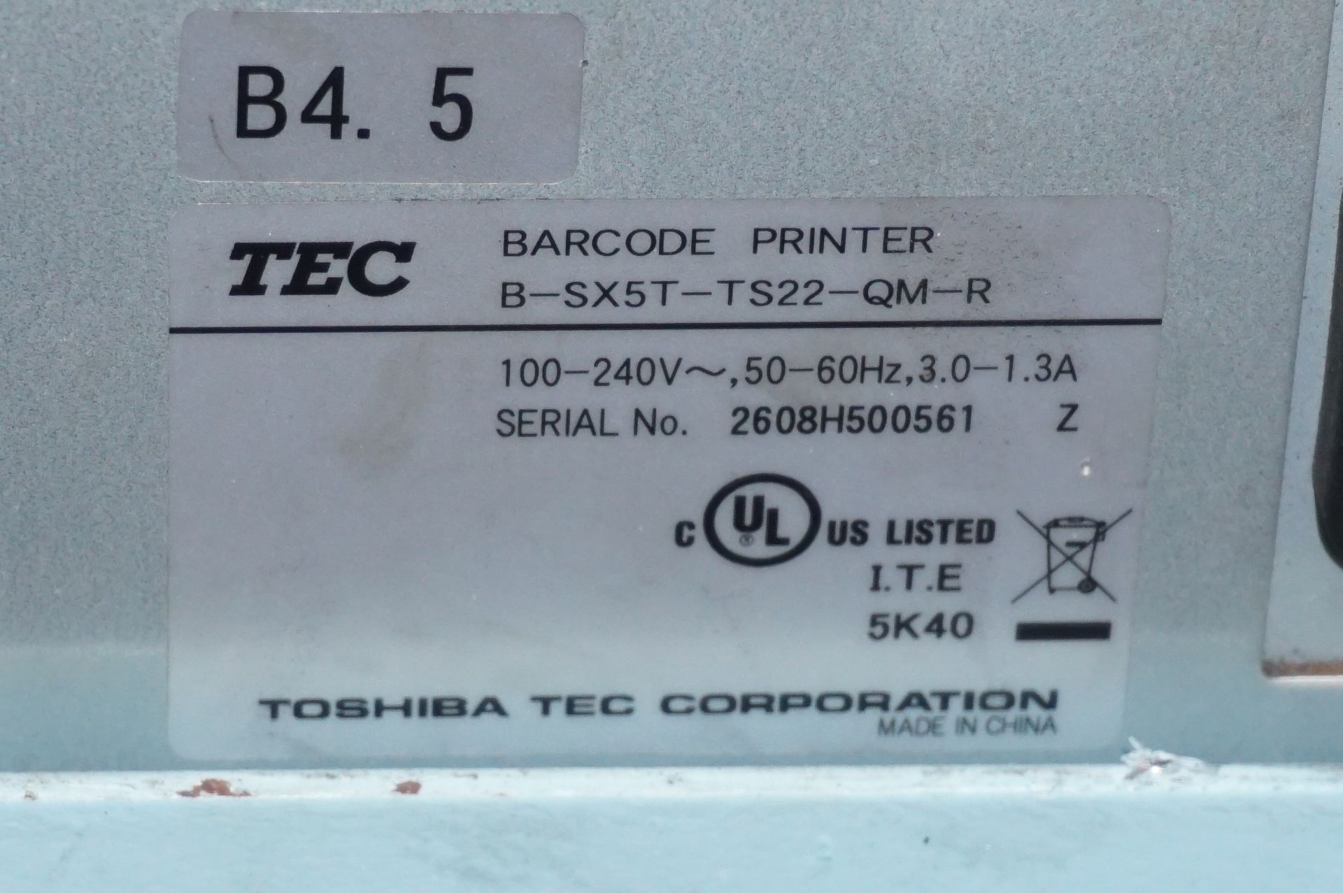 2 x Toshiba TEC B-SX5T-TS22-QM-R SX5 RFID ready barcode/label printers with stand - Image 3 of 4