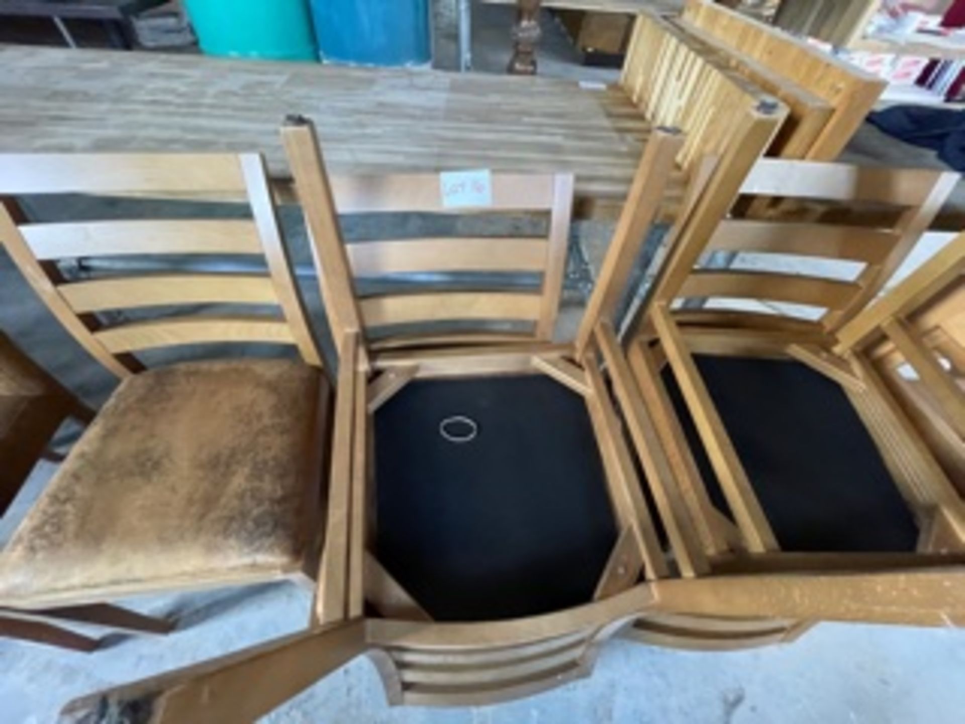 5 X WOOD BACKED LEATHER CHAIRS