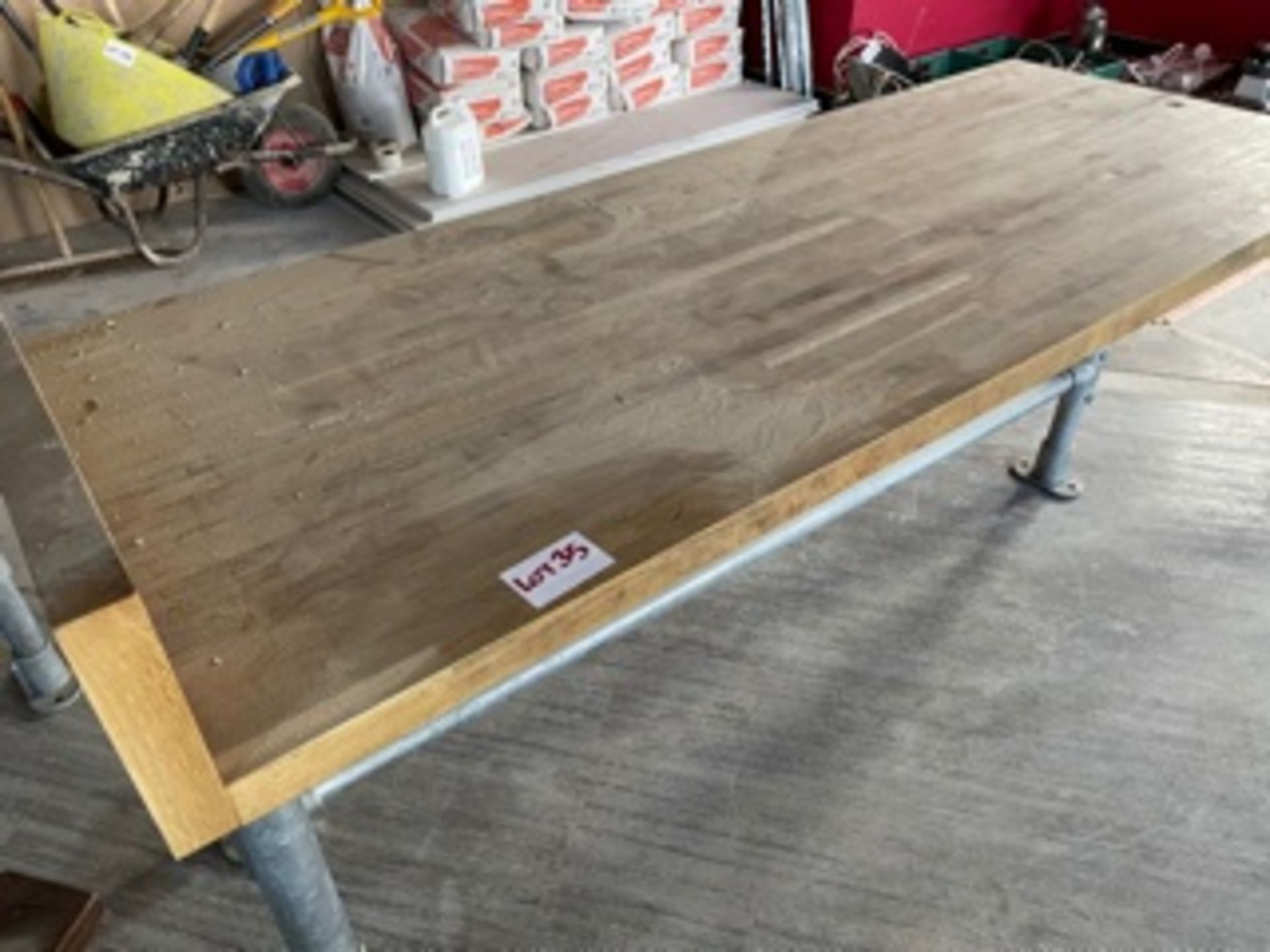 WOOD/METAL TABLE (720 x 1800) - Image 2 of 2