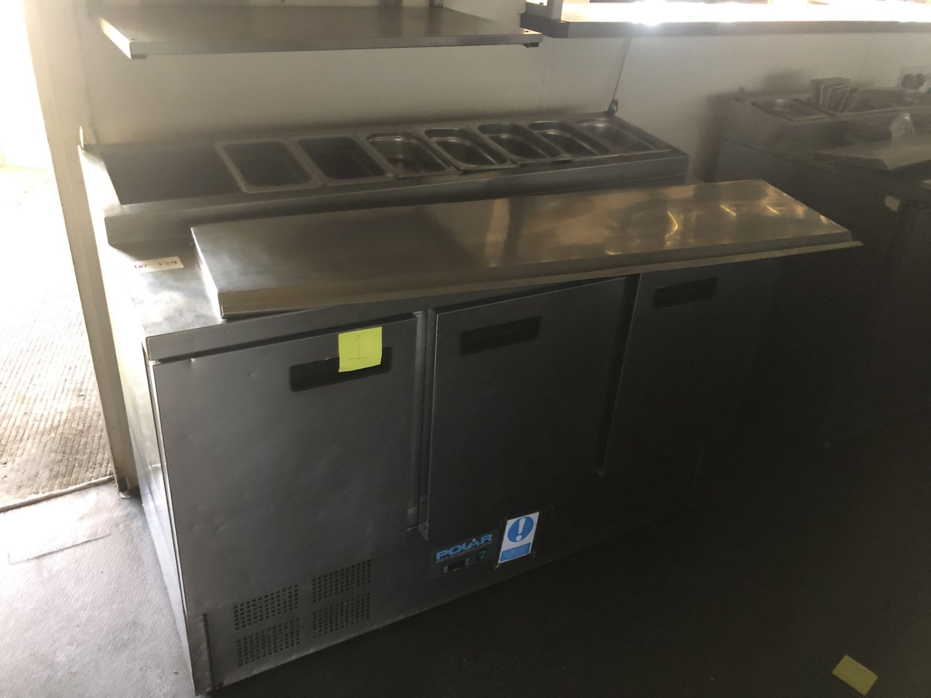 POLAR 3 DOOR CHILLER WITH FOOD PREP TABLE (1400 x 700)