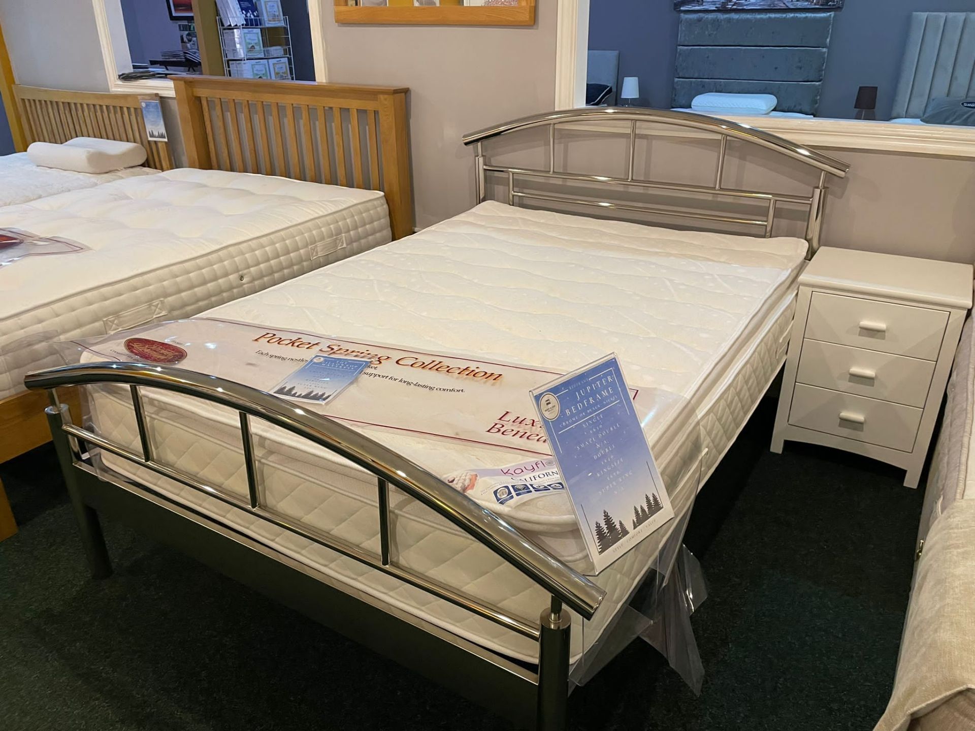 Ex Display Jupiter Metal Bed Frame Double Kayflex California Mattress (RRP 499)