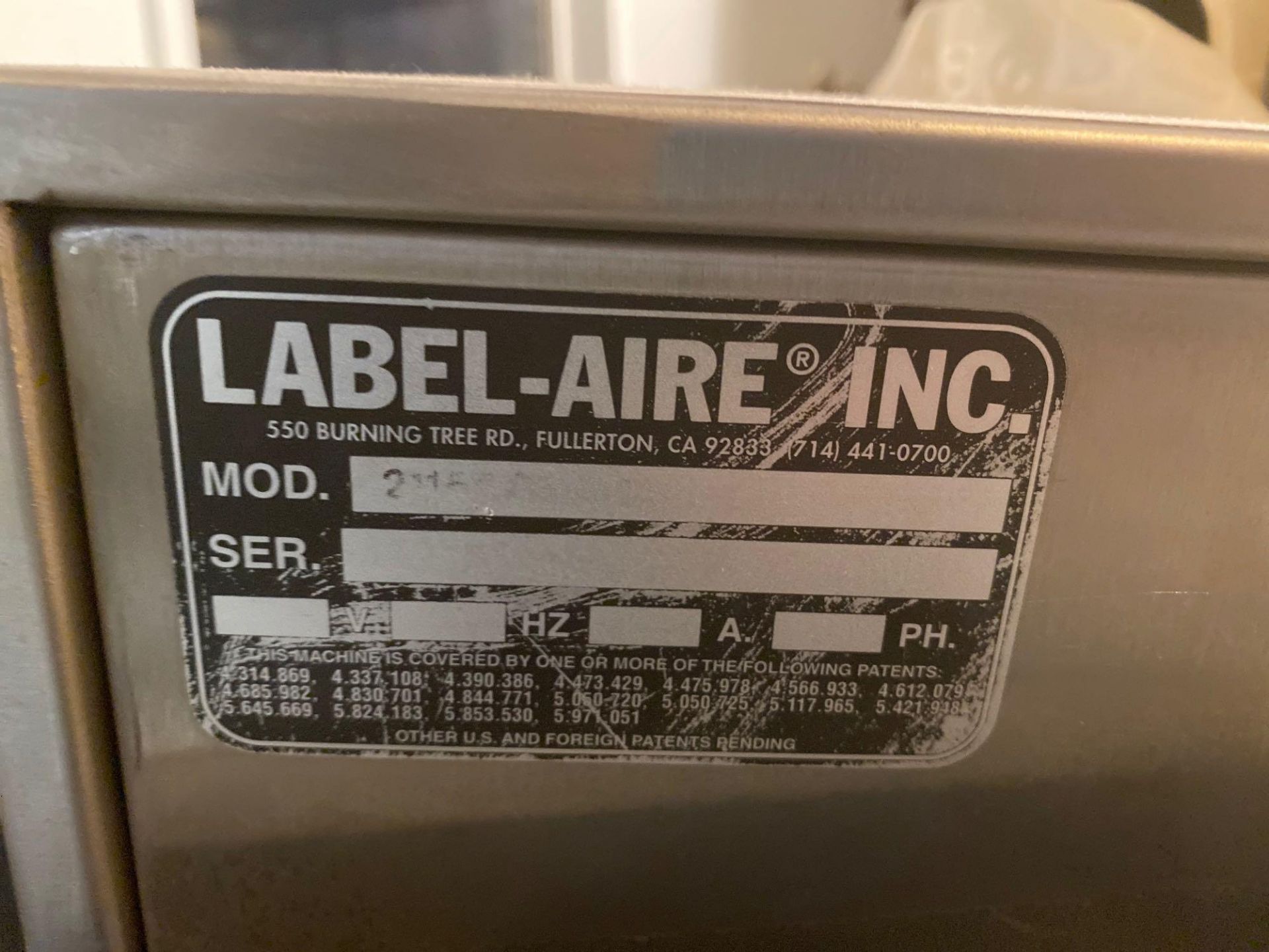 Lable-Aire Labeling Machine on Stand - Image 4 of 8