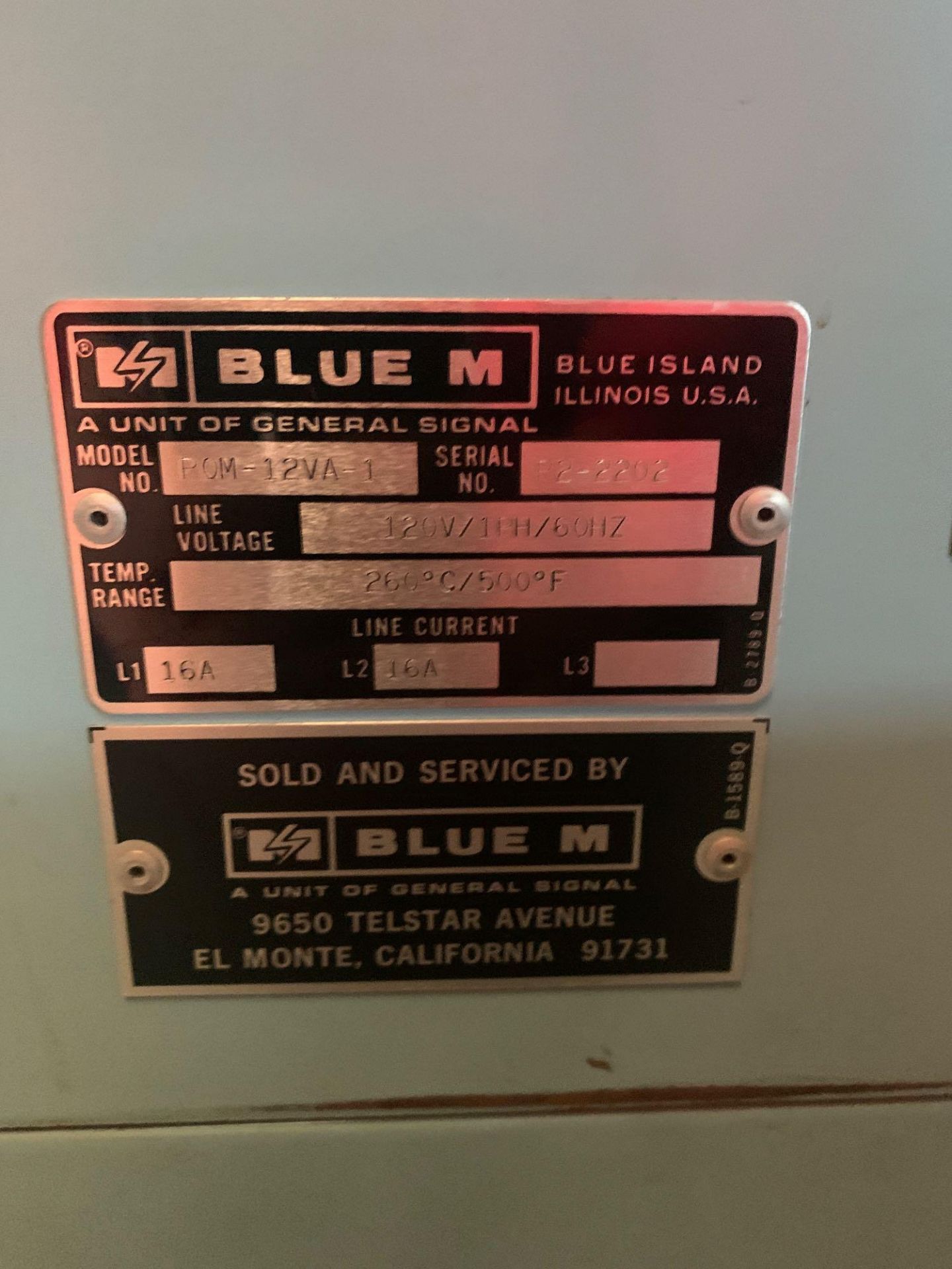 Blue M Vacuum Oven and Pump, Temp Range 260c-500f - Image 3 of 5