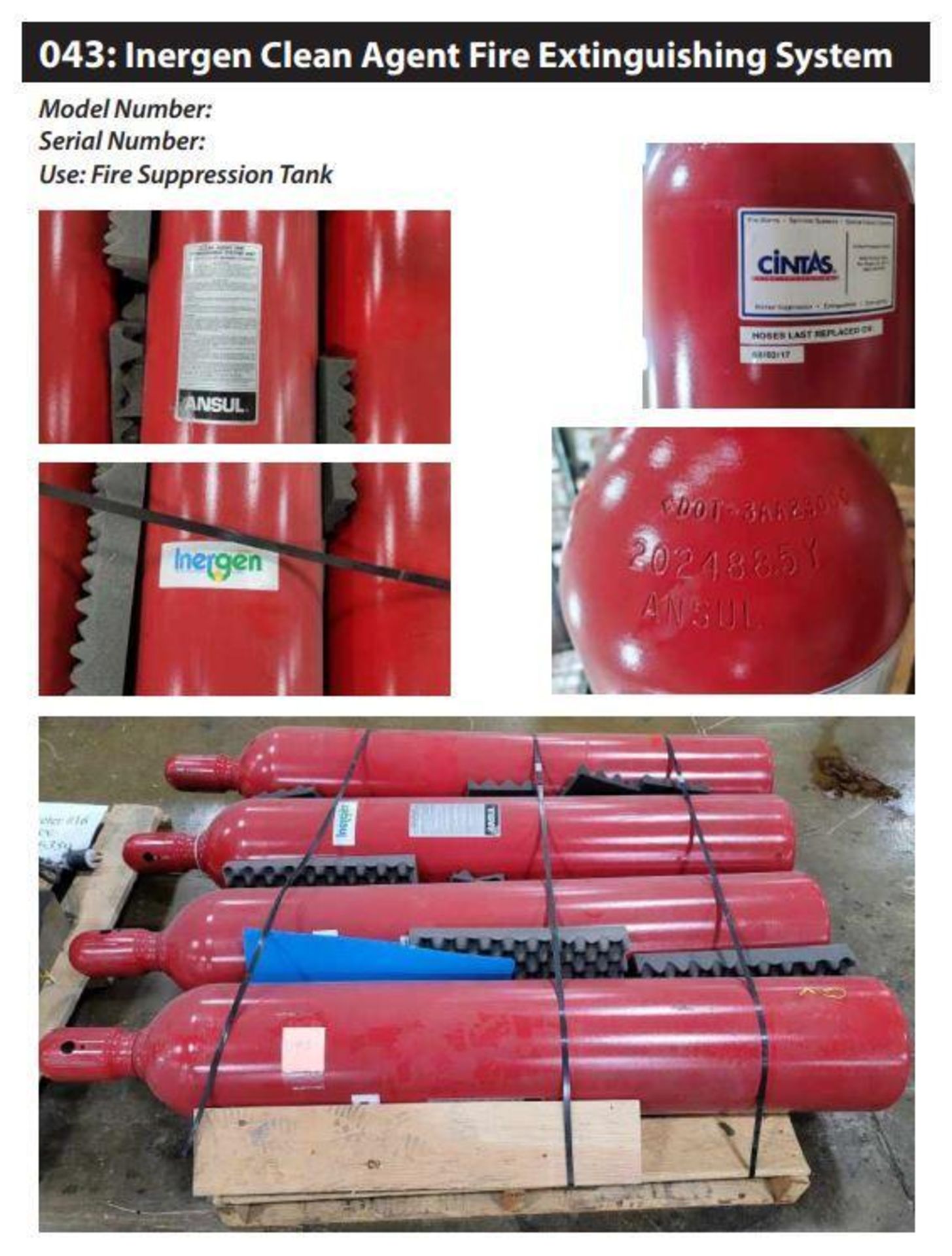 Ansul Inergen Clean Agent Fire Extinguishing System Fire Suppression Tanks