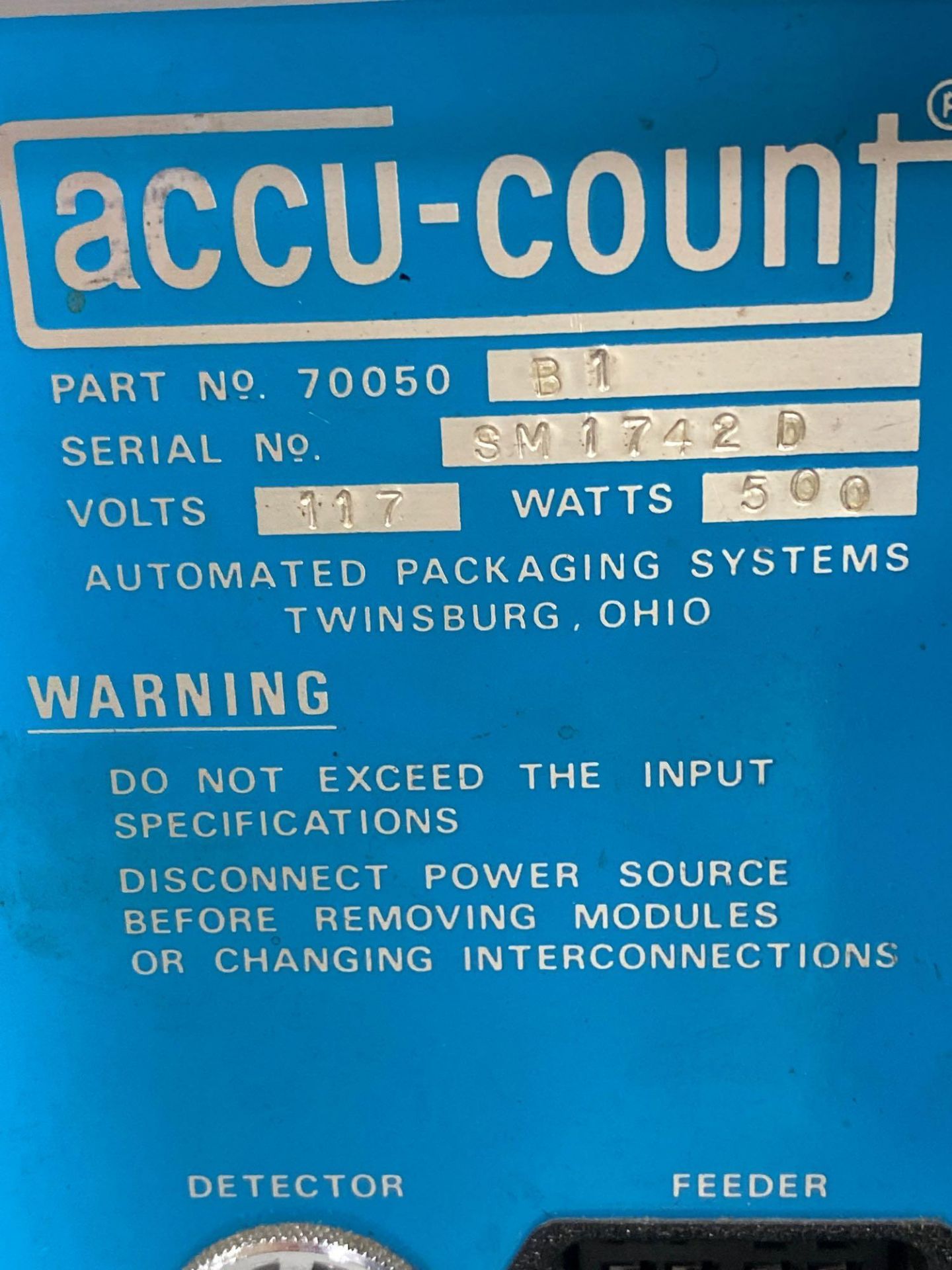 Accu-Count Series M Control Box 70050B1 - Image 5 of 5