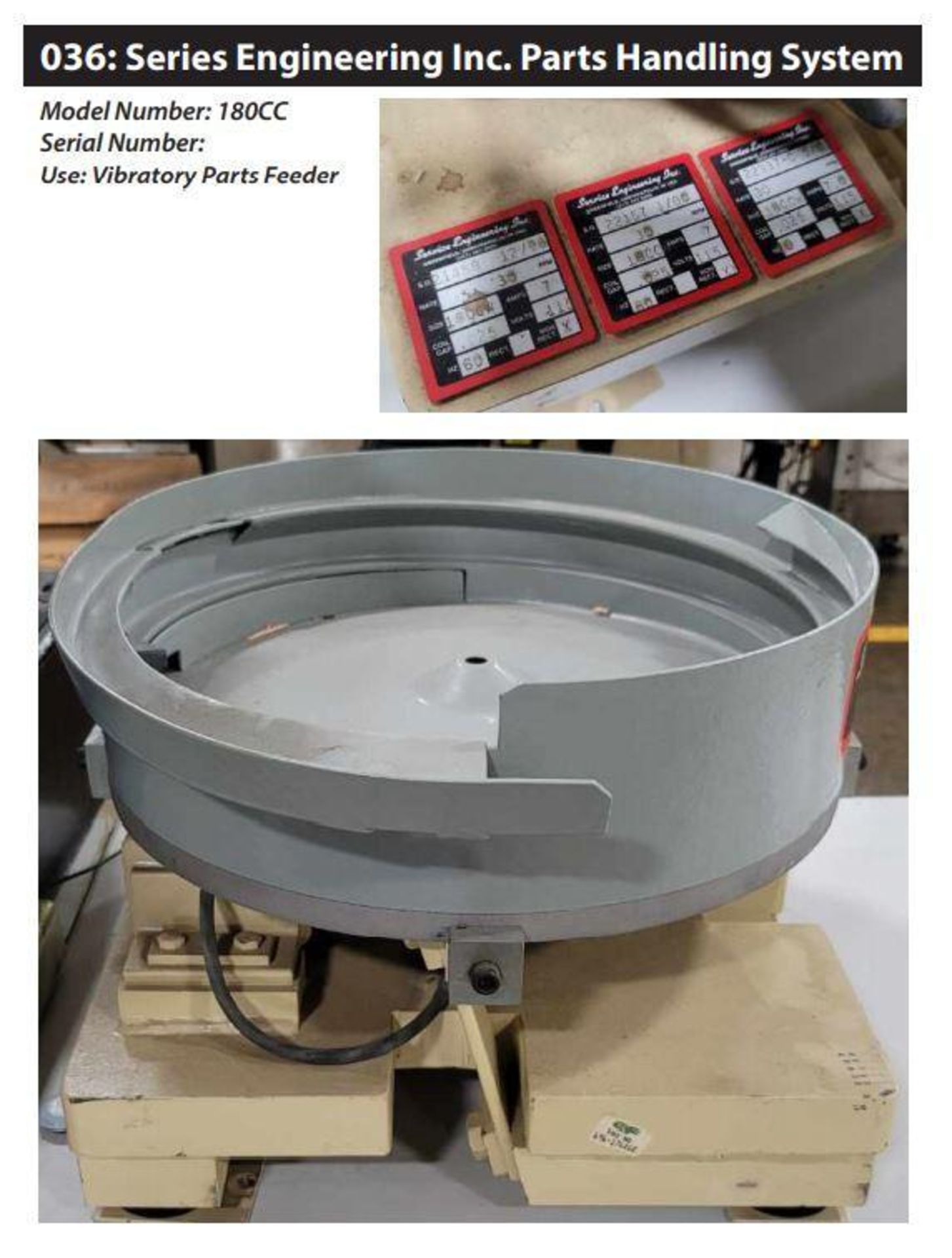 Series Engineering Inc Vibratory Parts Feeder Bowl