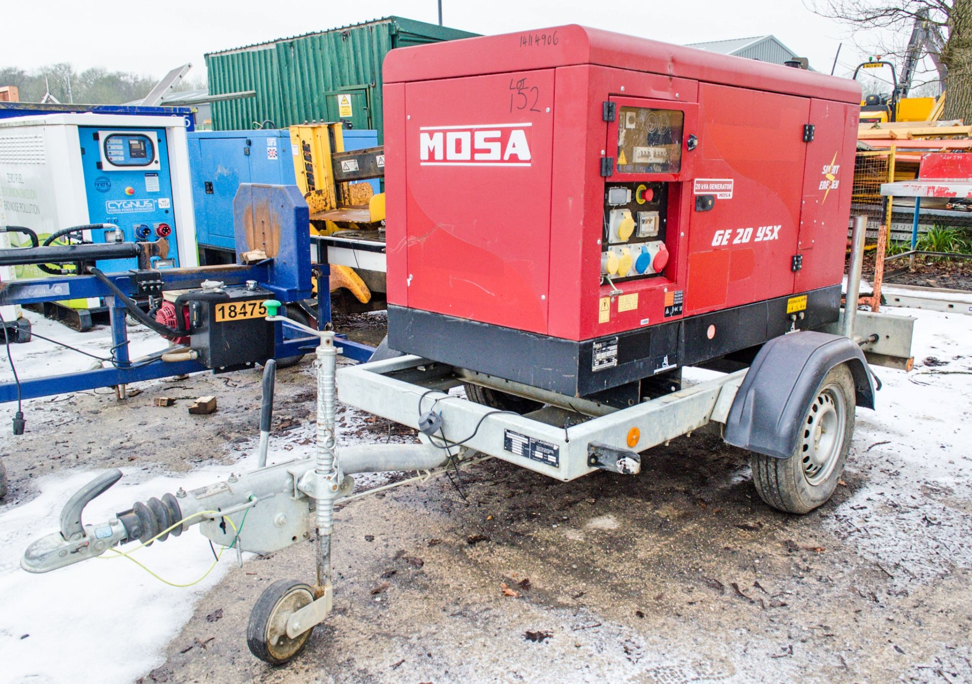 Mosa GE20 YSX 20 kva fast tow diesel driven generator Year: 2015 S/N: 37603 Recorded Hours: 6277