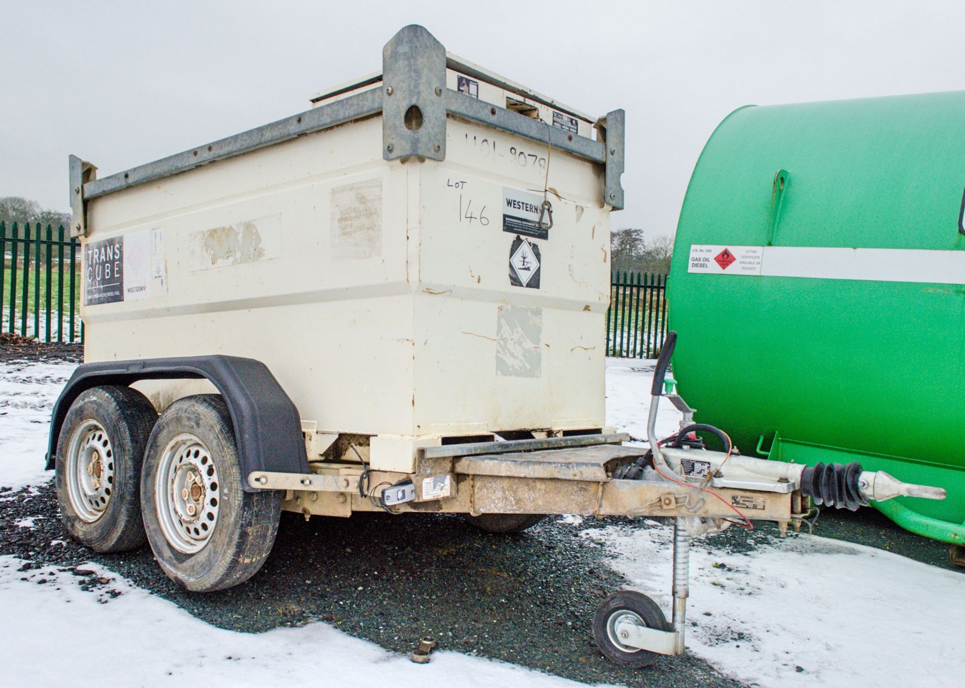 Western Transcube 2000 litre fast tow tandem axle bunded fuel bowser c/w manual pump, delivery