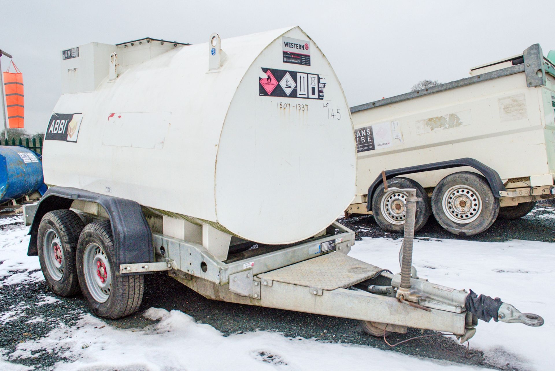 Western Abbi 2000 litre fast tow tandem axle bunded fuel bowser c/w manual pump, delivery hose &