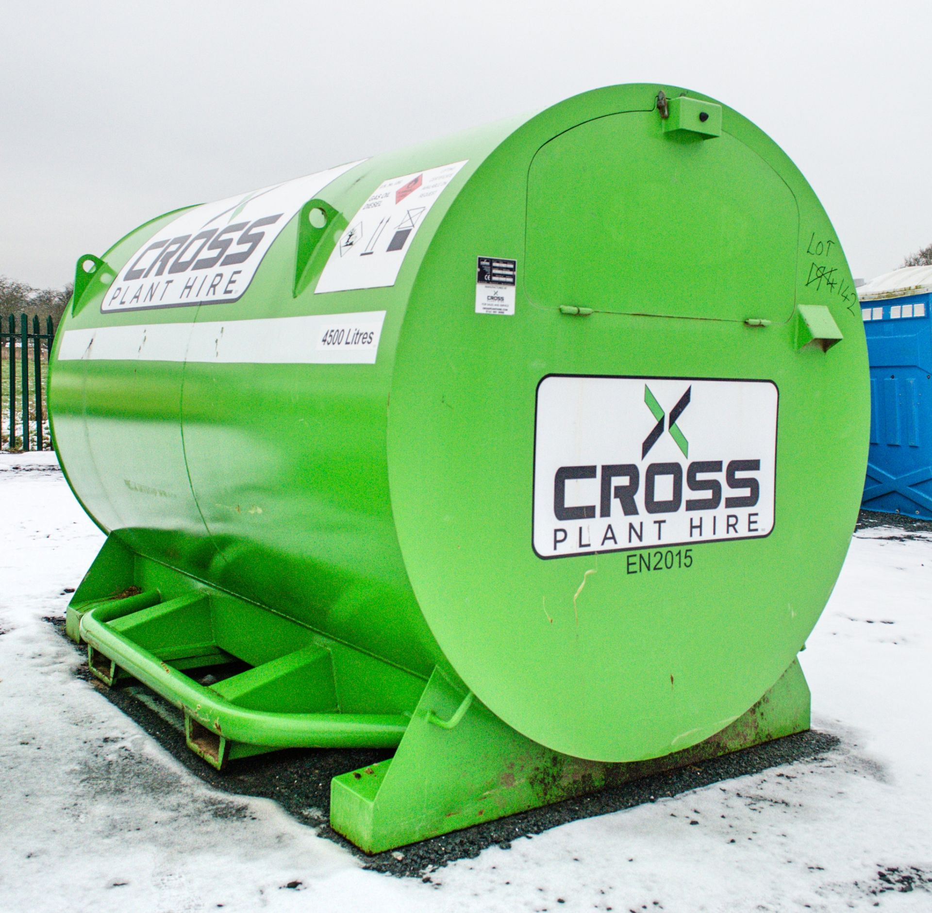 Cross Plant 4500 litre static bunded fuel bowser c/w petrol driven fuel pump, delivery hose & nozzle
