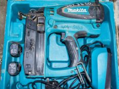 Makita GF600SE cordless nail gun c/w charger, 2 - batteries & carry case