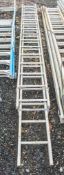 Double stage extending aluminium ladder