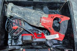 Milwaukee Fuel 18v cordless reciprocating saw c/w charger, battery & carry case