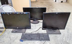 3 - HP monitors & 1 keyboard