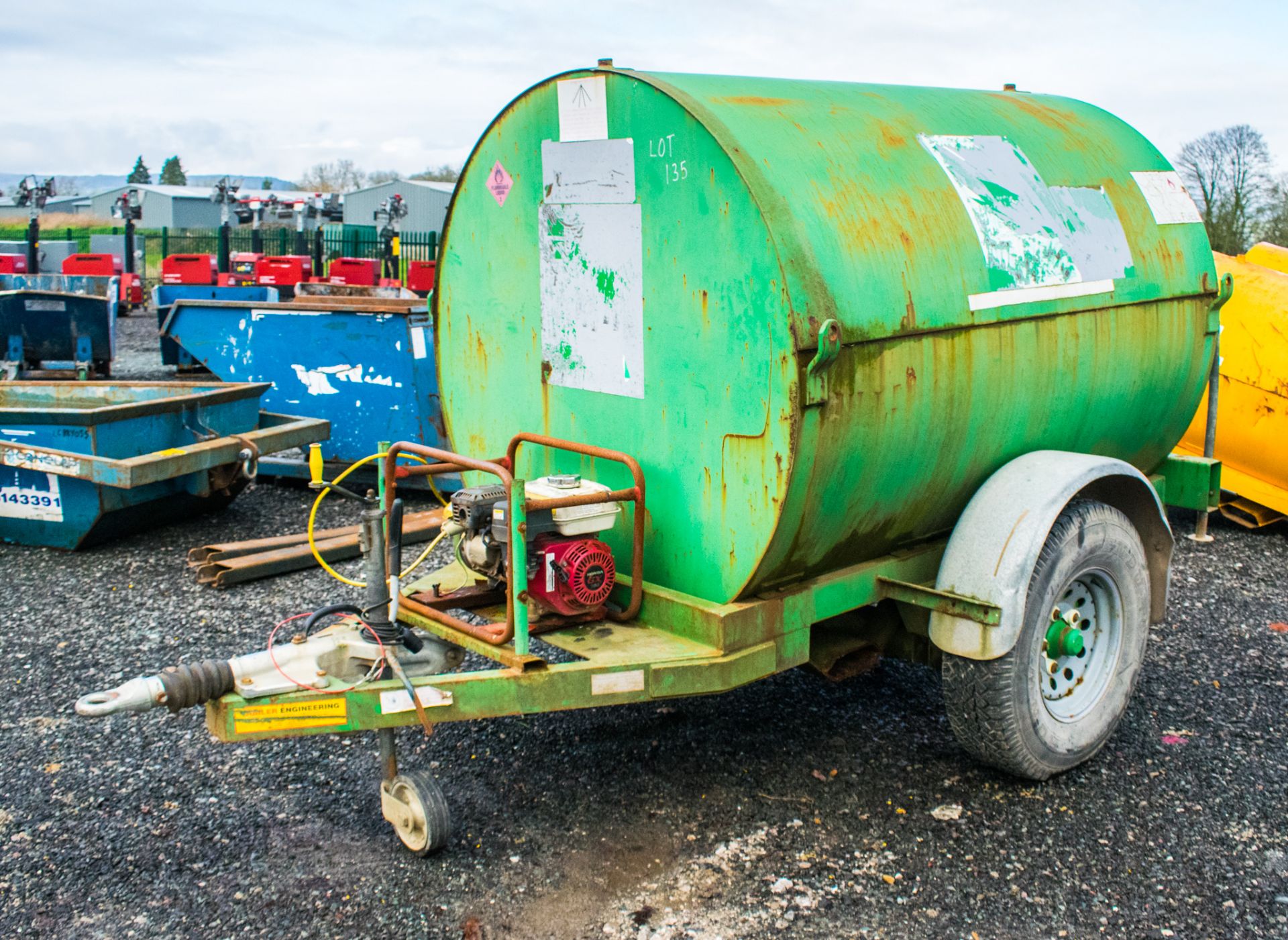 Trailer Engineering 2140 litre fast tow bunded fuel bowser c/w petrol driven generator, electric